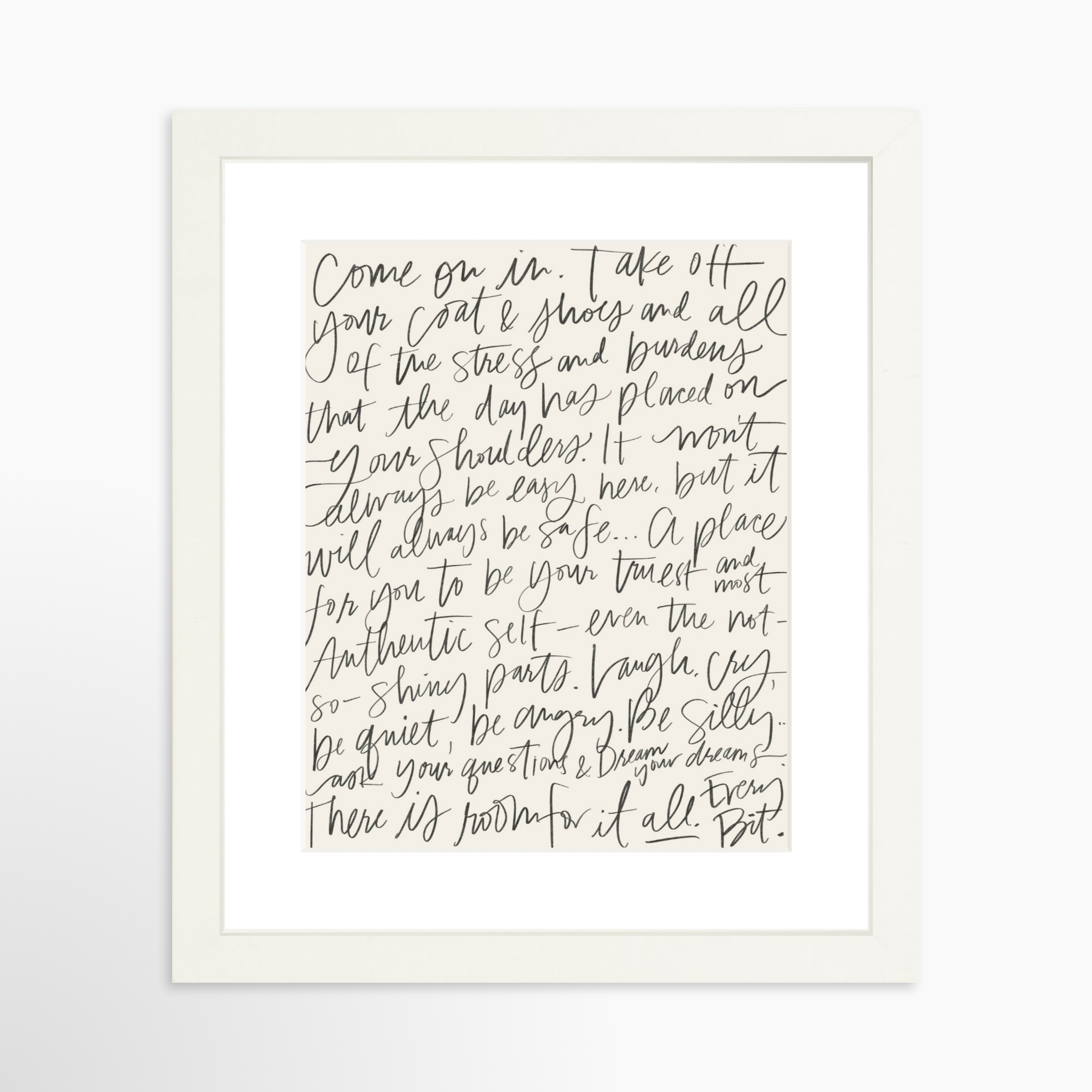 8x10 / White Frame + White Mat