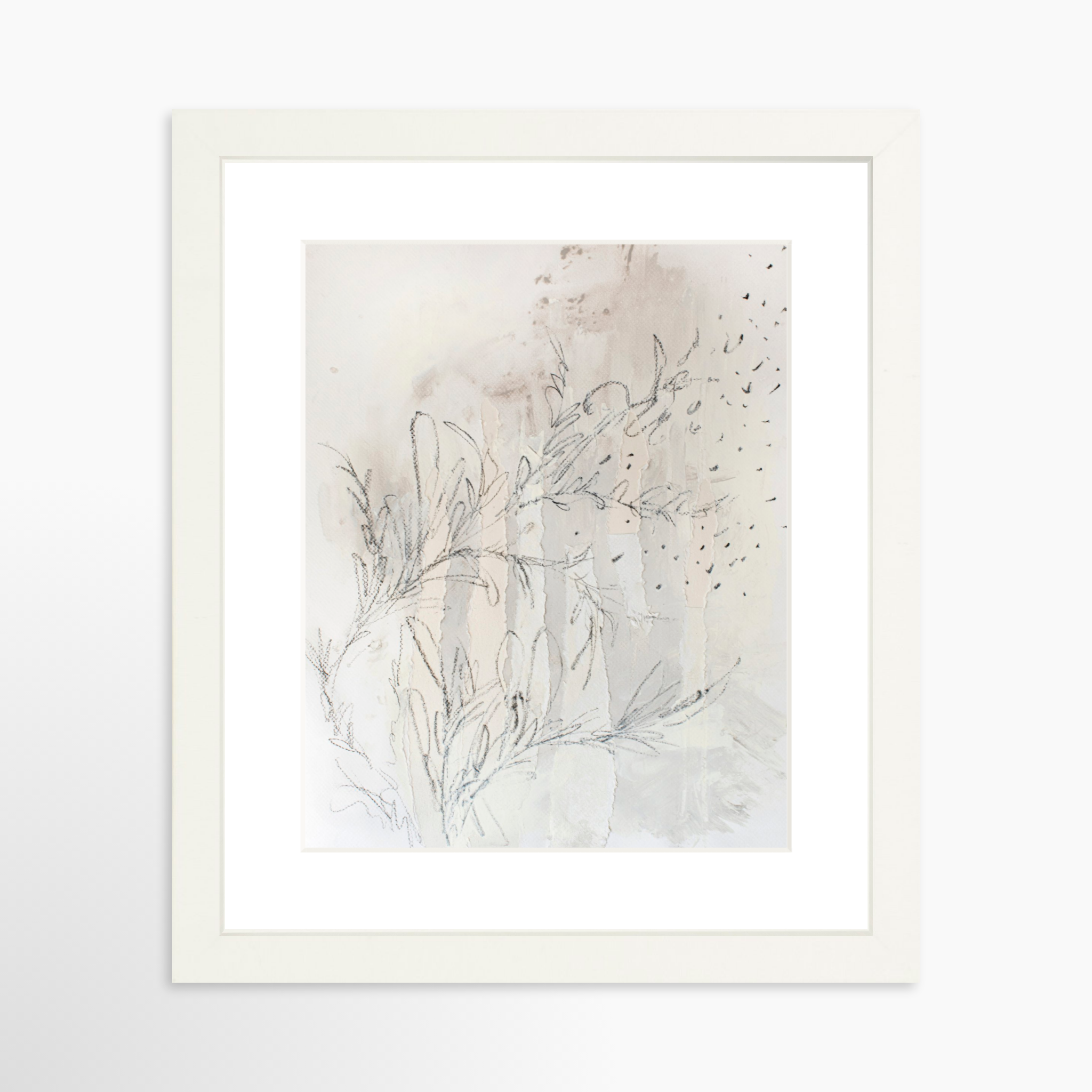 8x10 / White Frame + White Mat