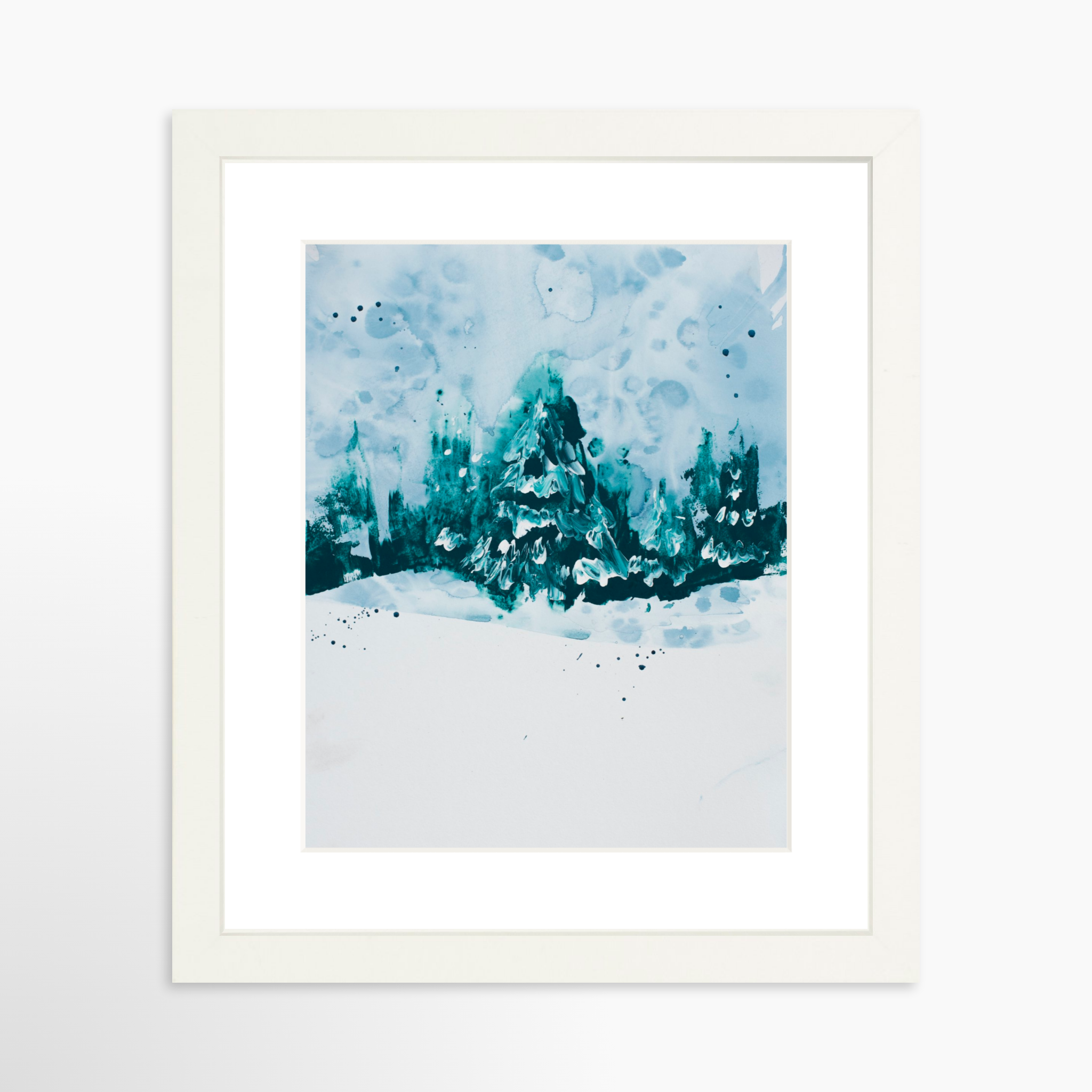 8x10 / White Frame + White Mat