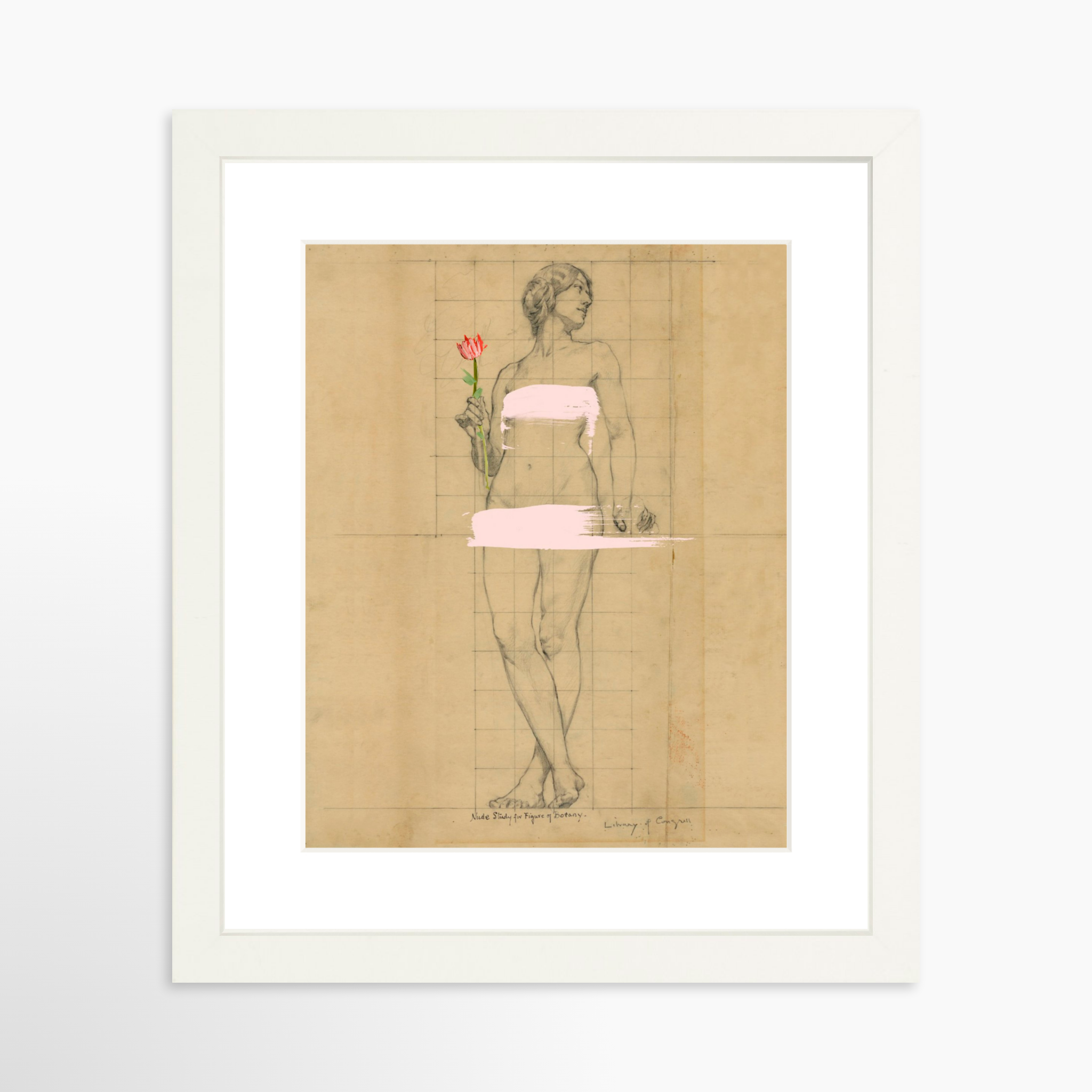 8x10 / White Frame + White Mat