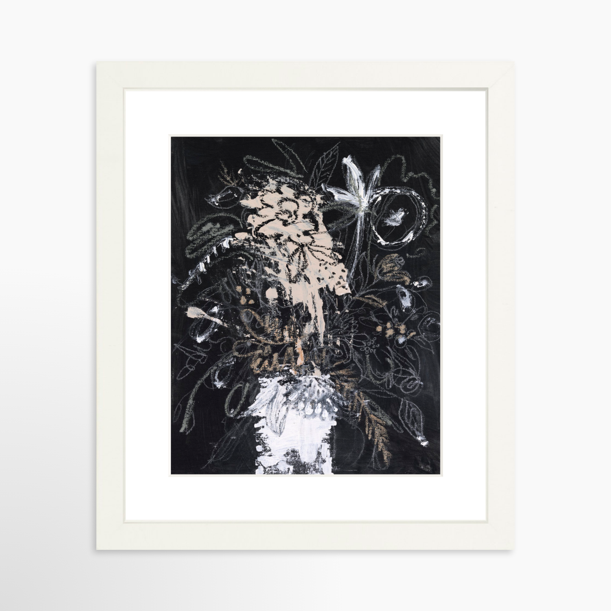 8x10 / White Frame + White Mat