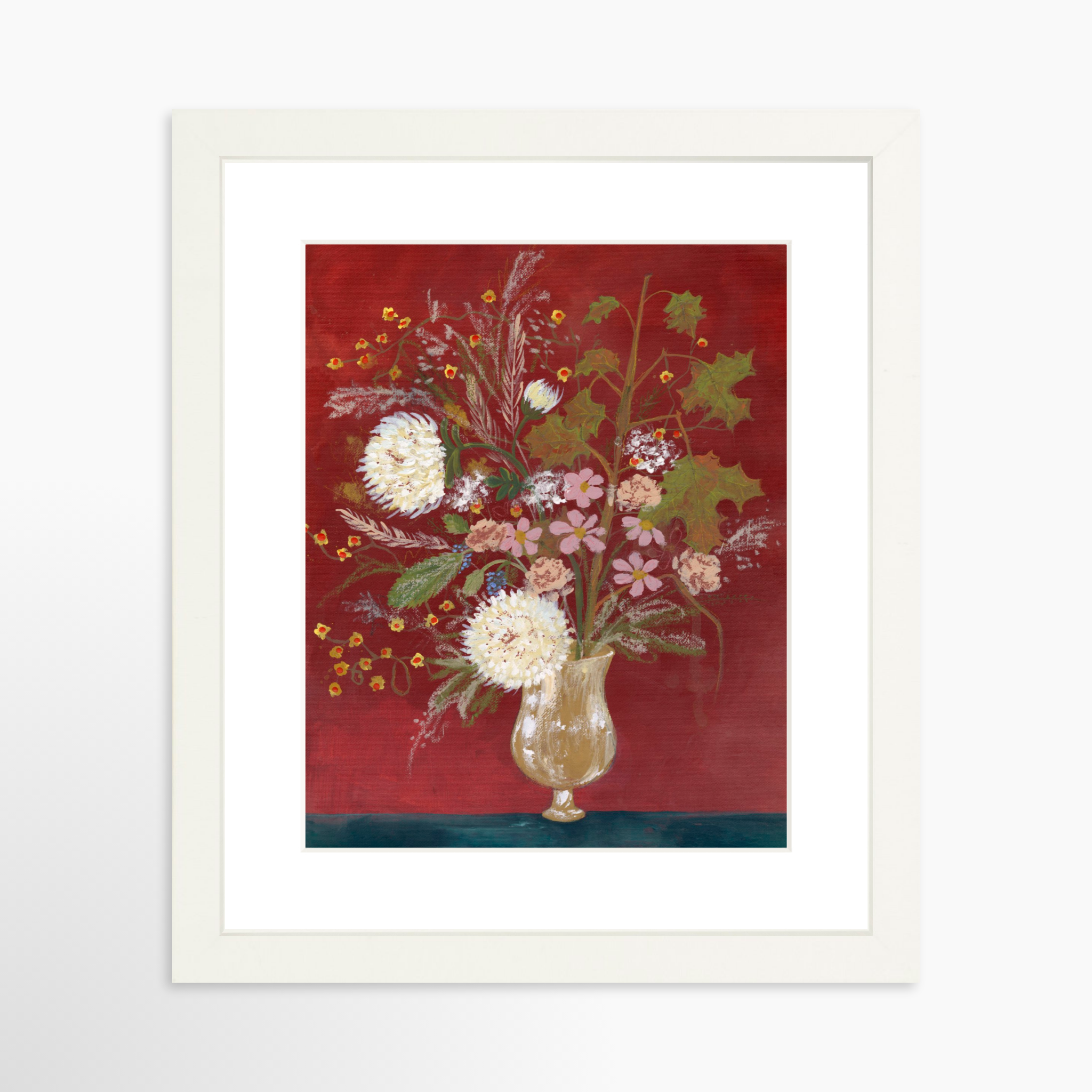 8x10 / White Frame + White Mat