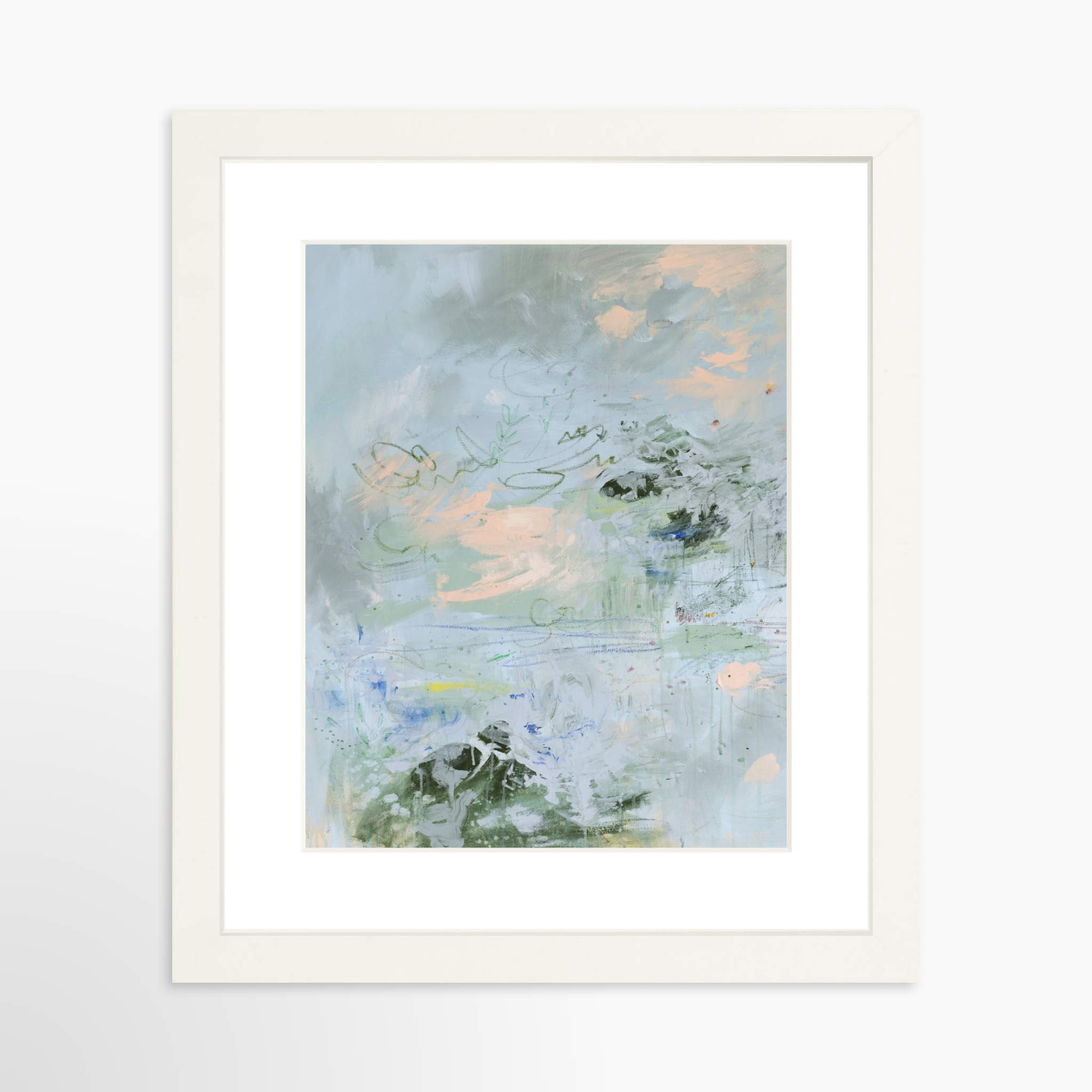 8x10 / White Frame + White Mat