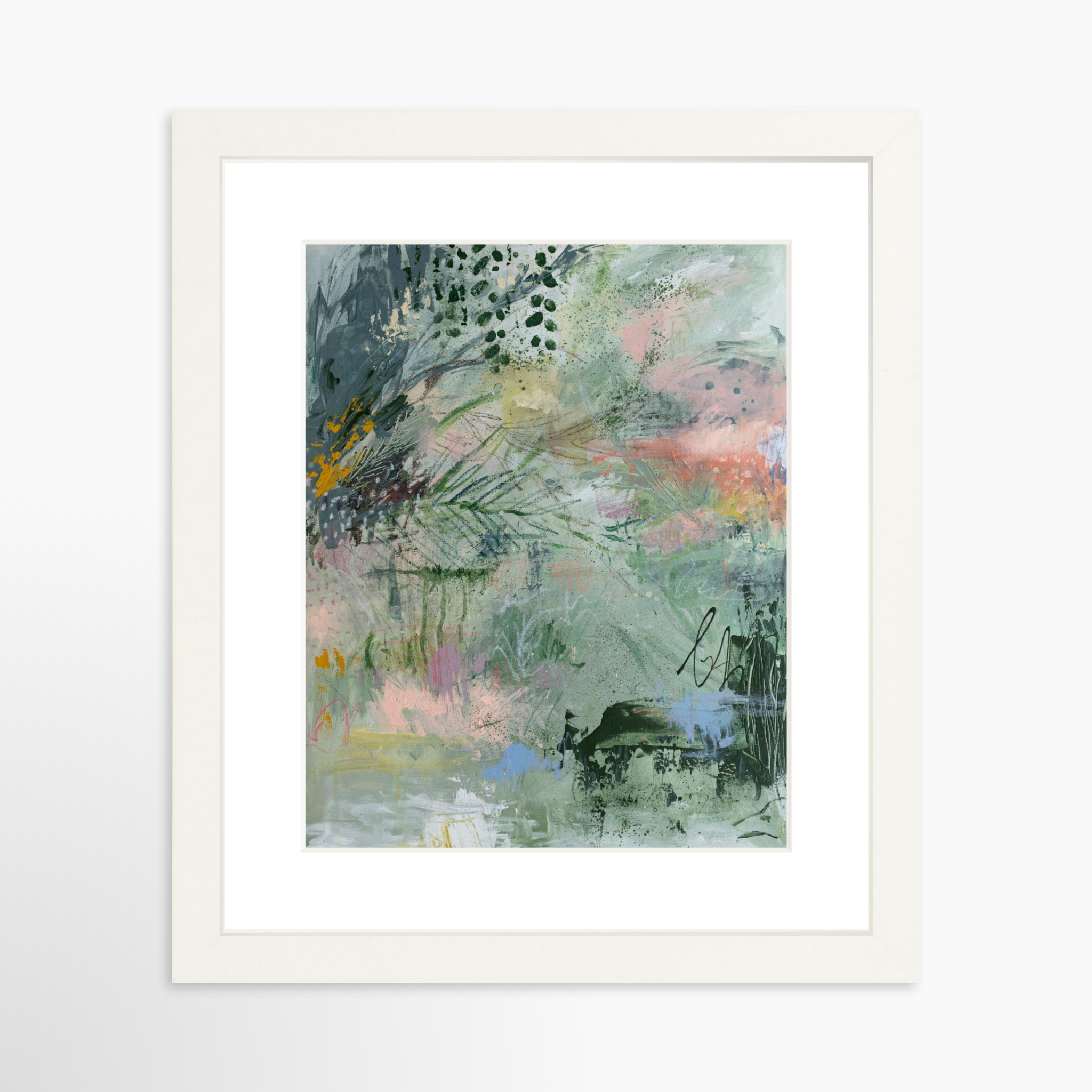 8x10 / White Frame + White Mat