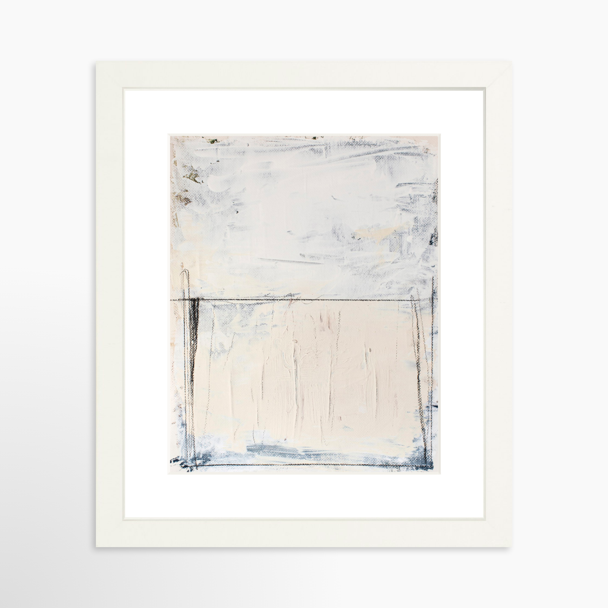 8x10 / White Frame + White Mat