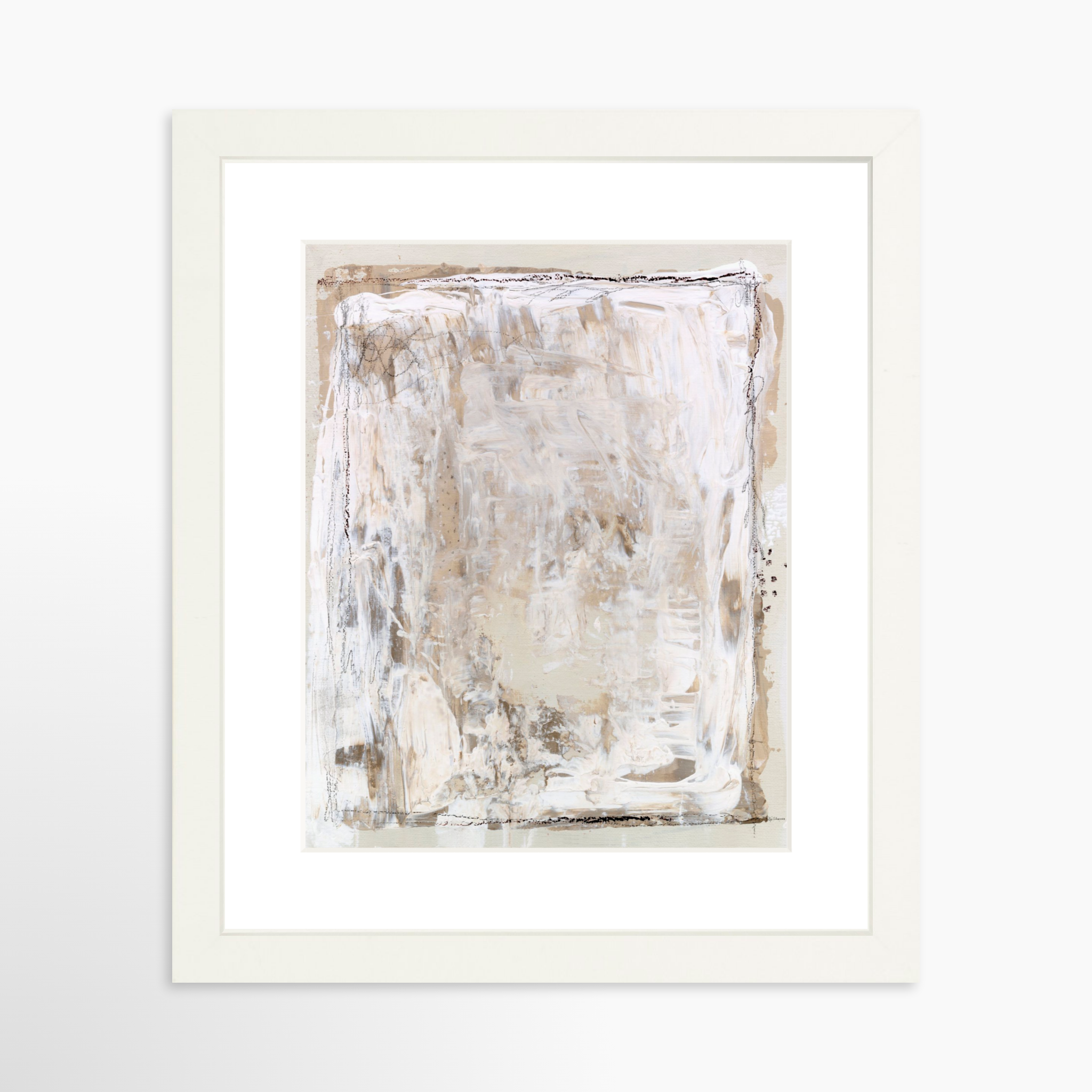 8x10 / White Frame + White Mat