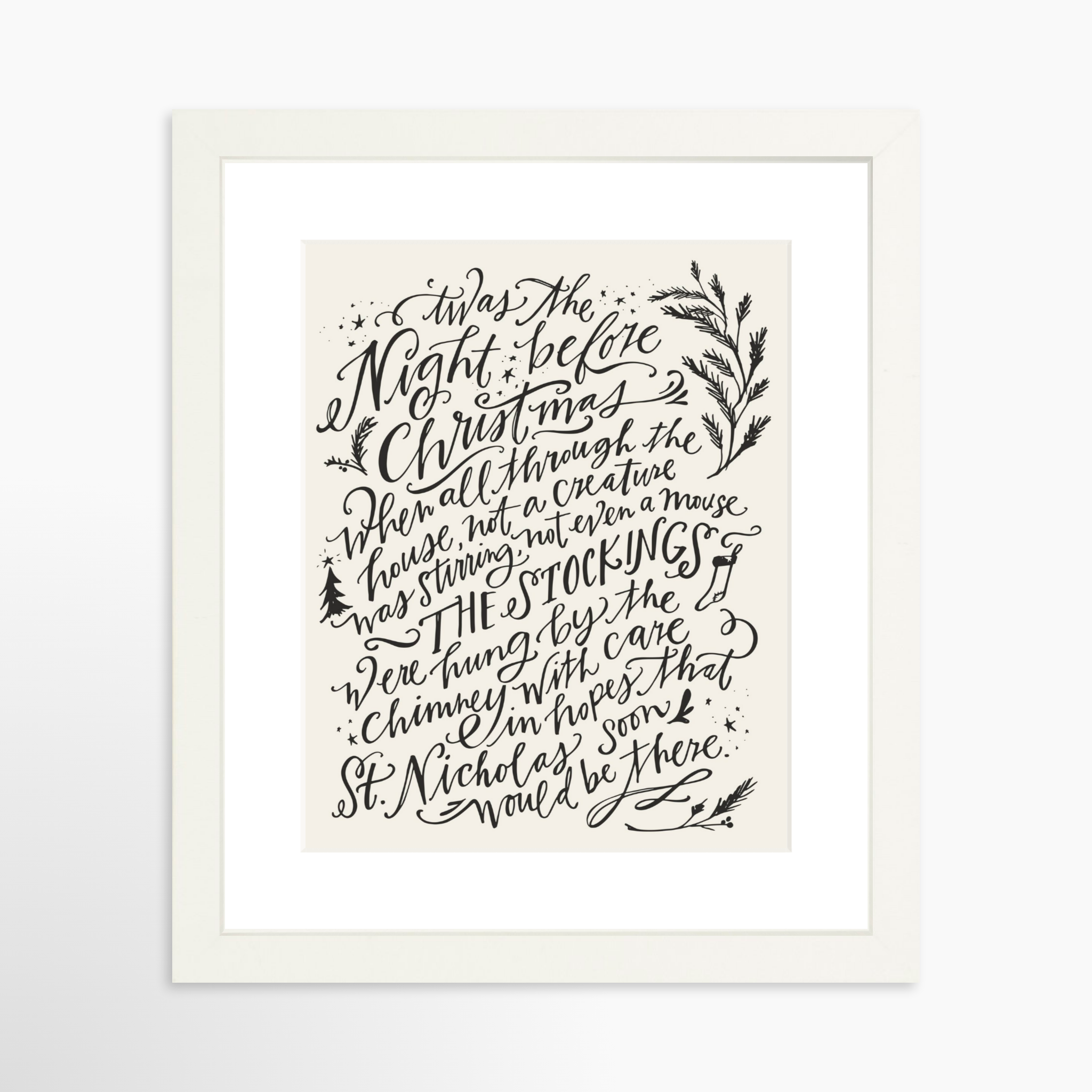 8x10 / White Frame + White Mat