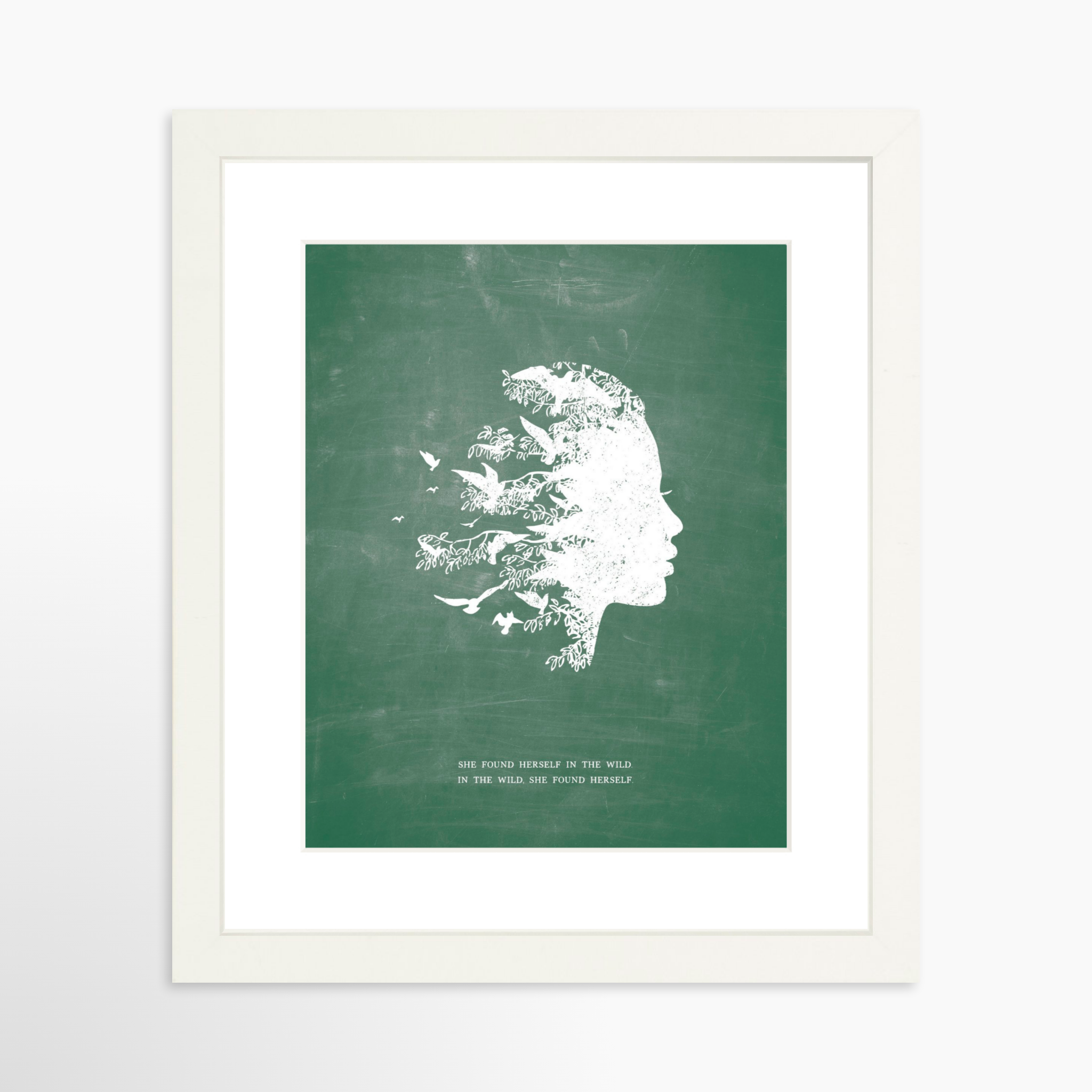 8x10 / White Frame + White Mat