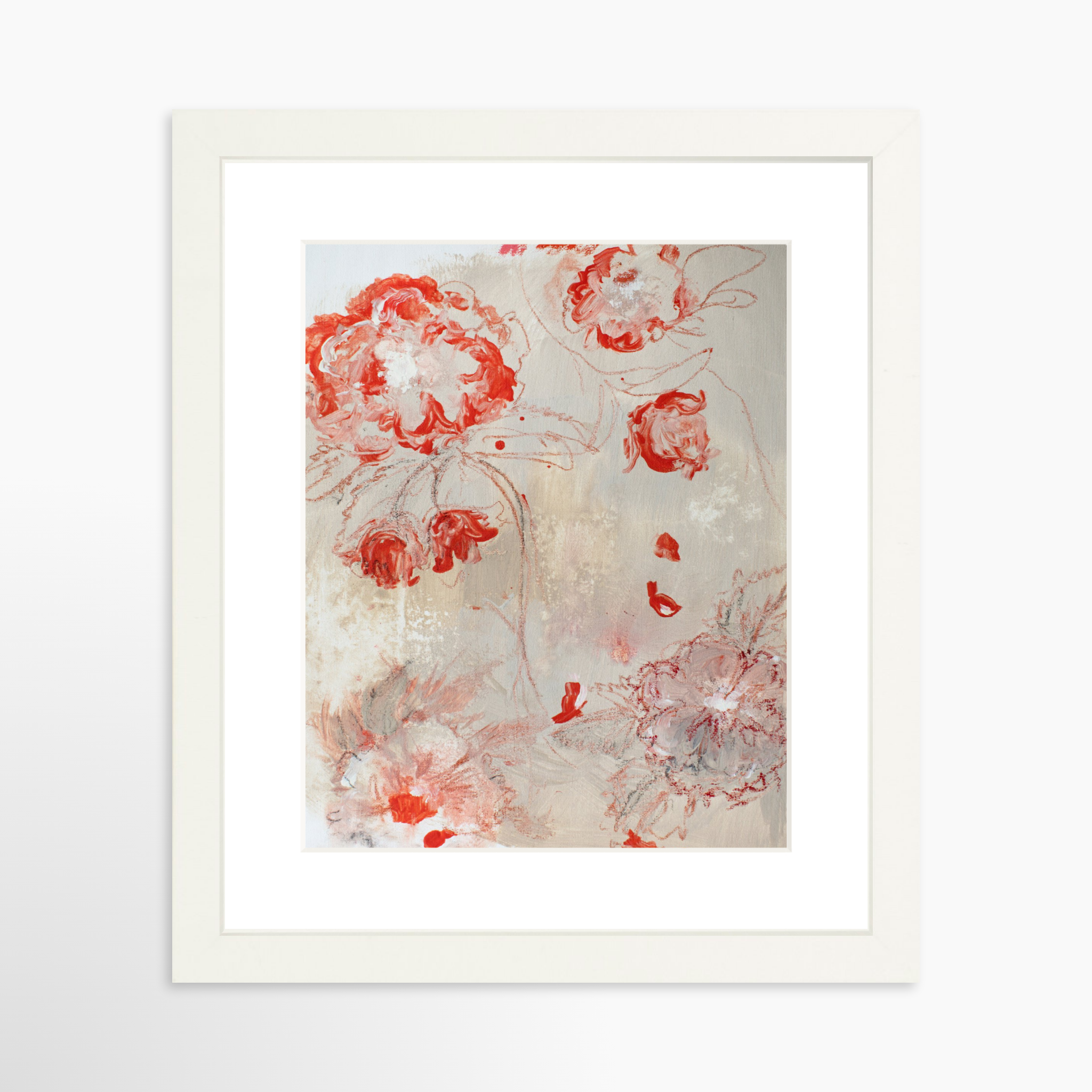 8x10 / White Frame + White Mat