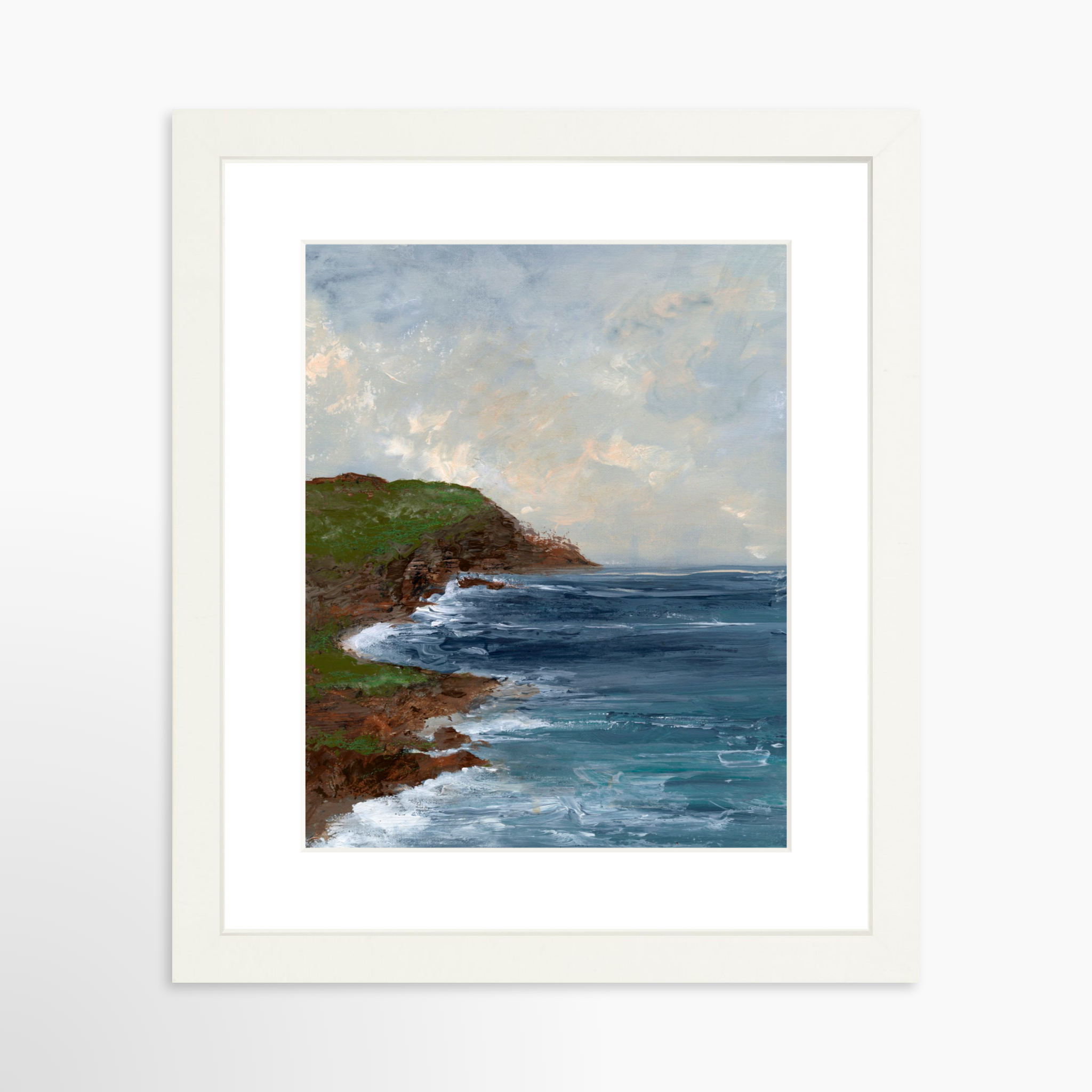 8x10 / White Frame + White Mat