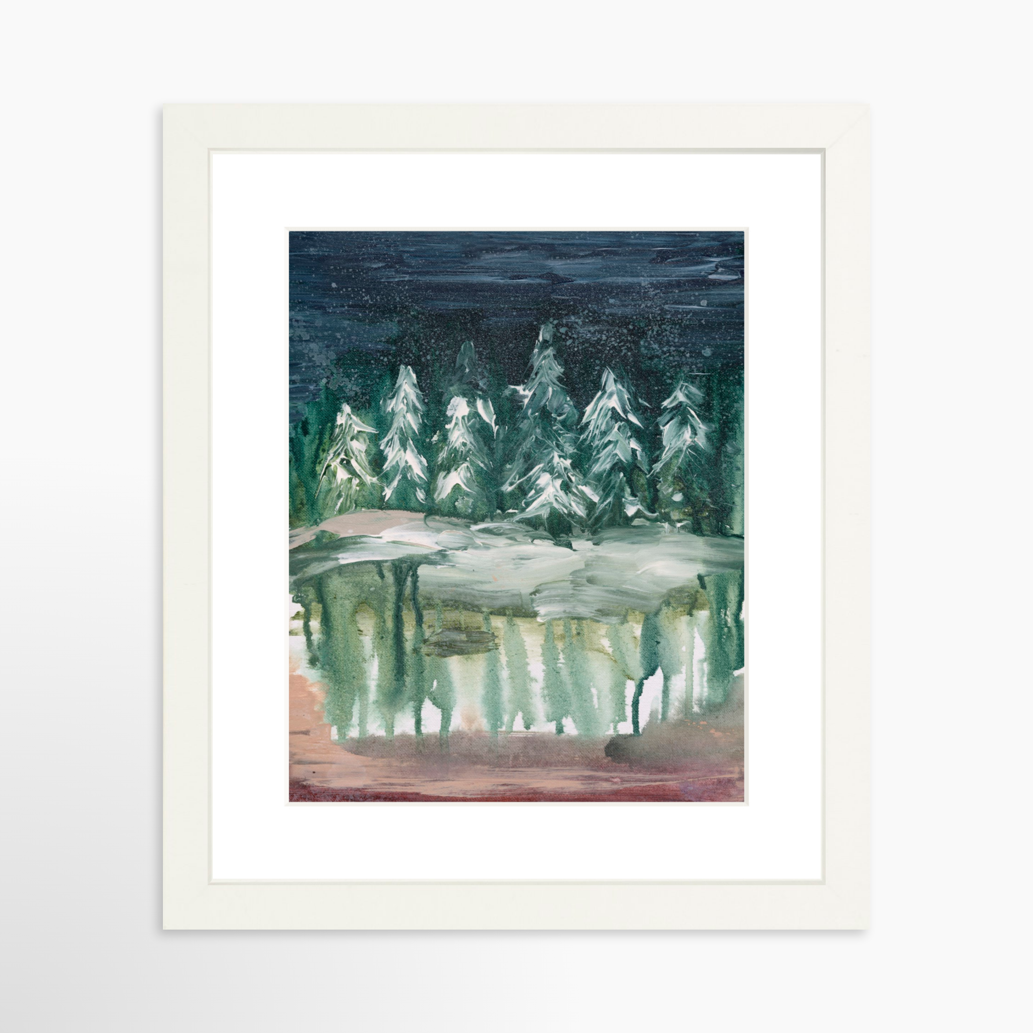 8x10 / White Frame + White Mat