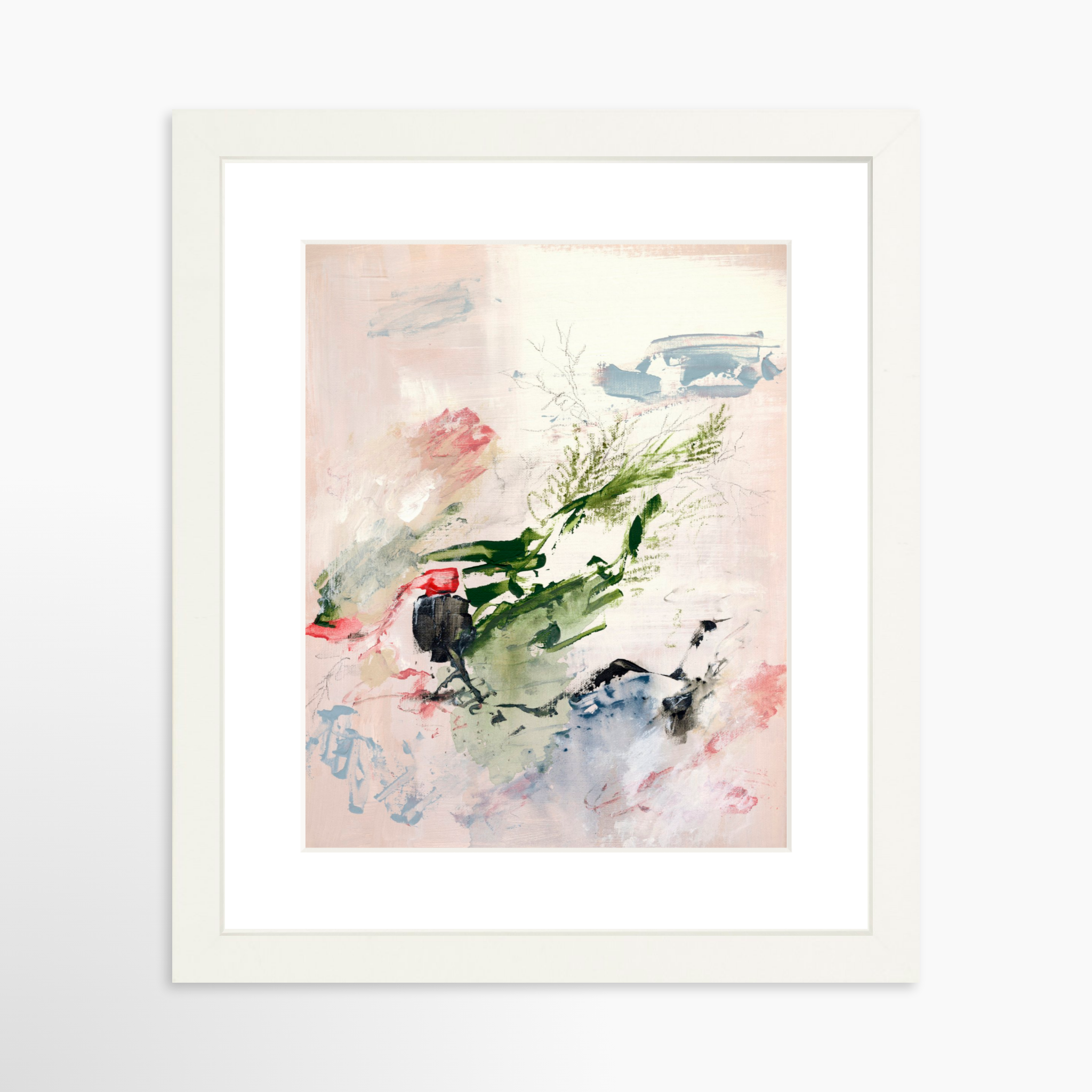 8x10 / White Frame + White Mat