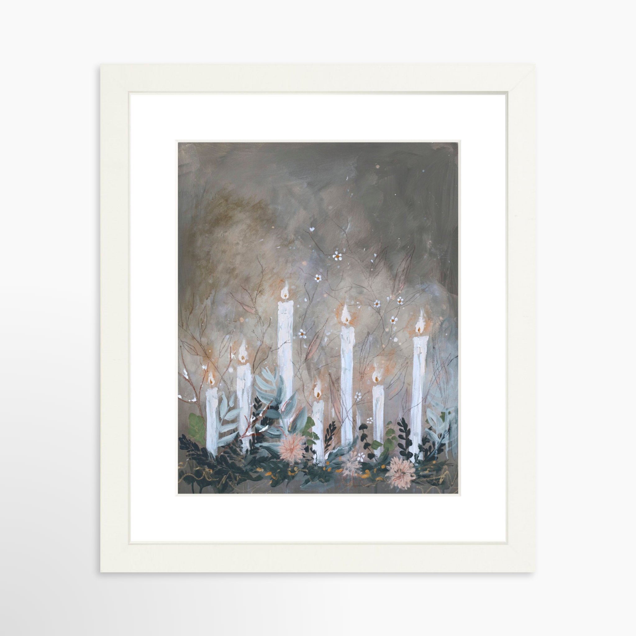 8x10 / White Frame + White Mat