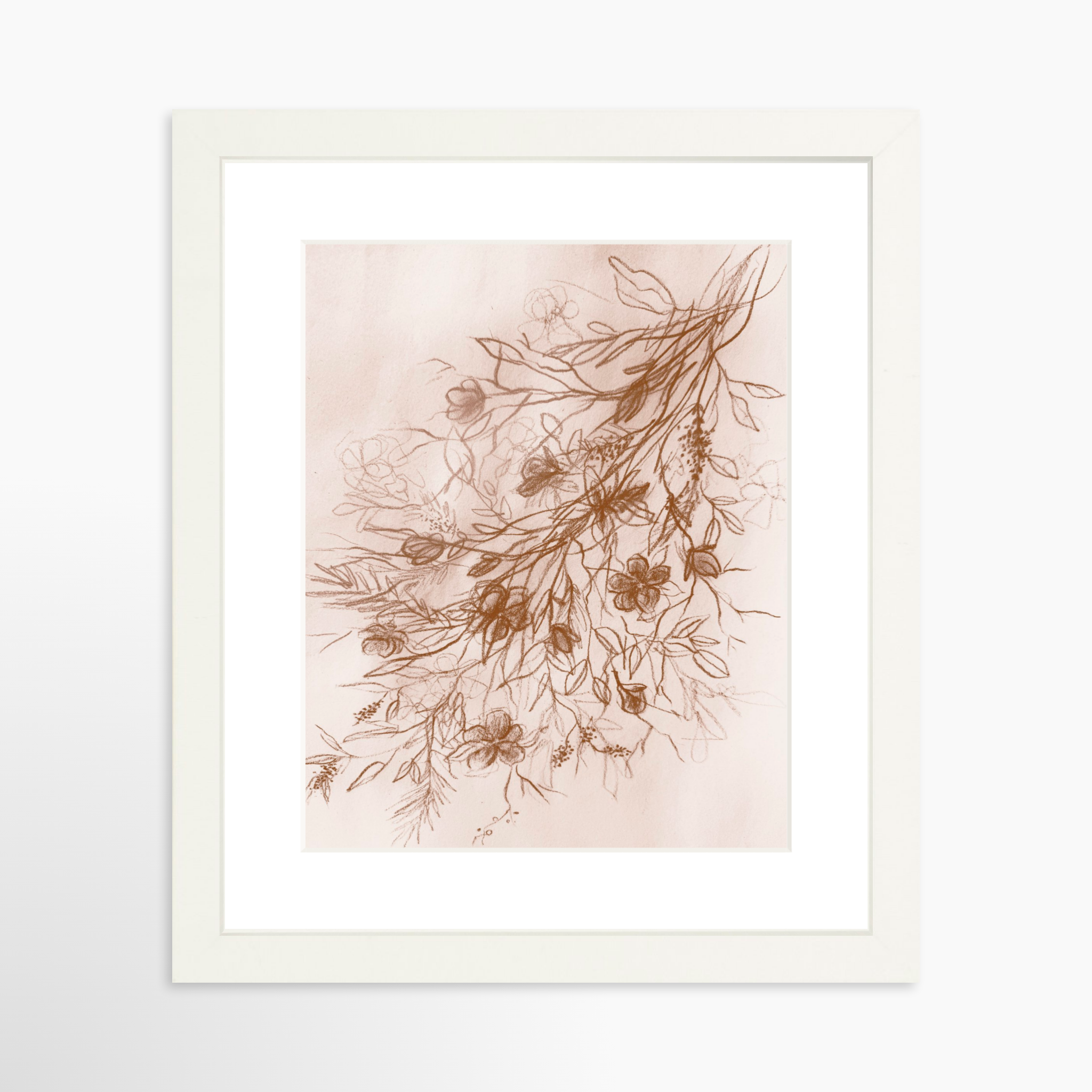 8x10 / White Frame + White Mat