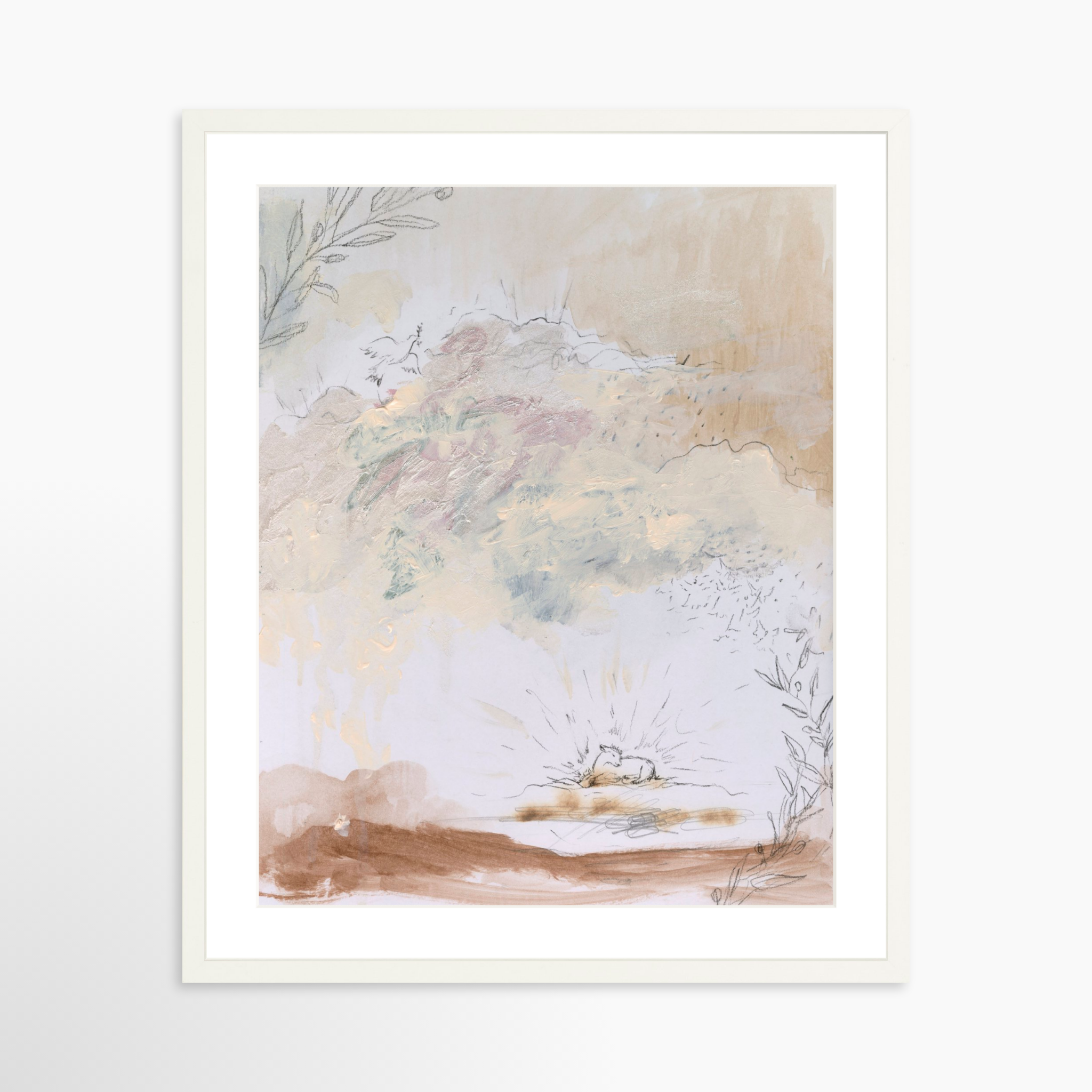 20x25 / White Frame + White Mat