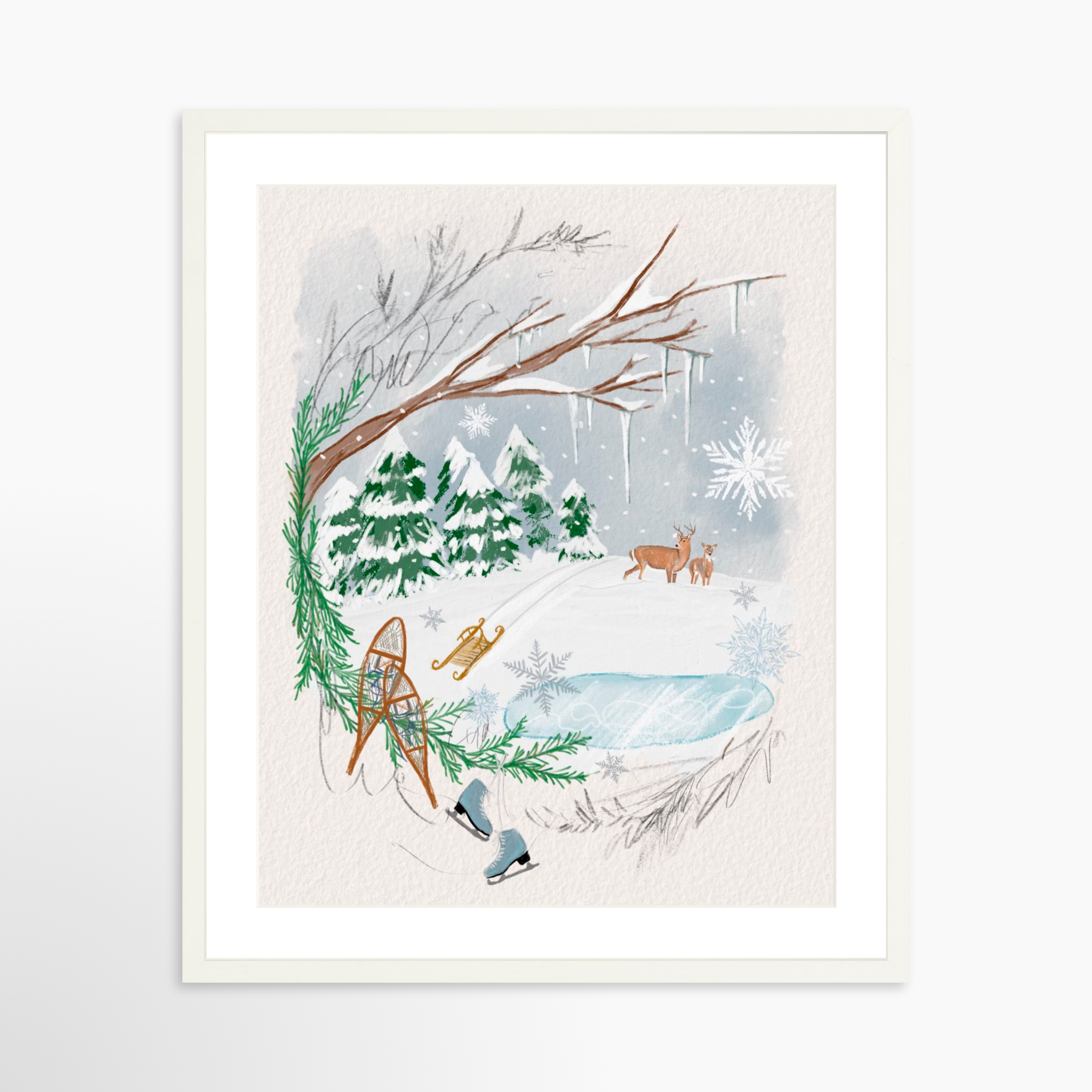 20x25 / White Frame + White Mat