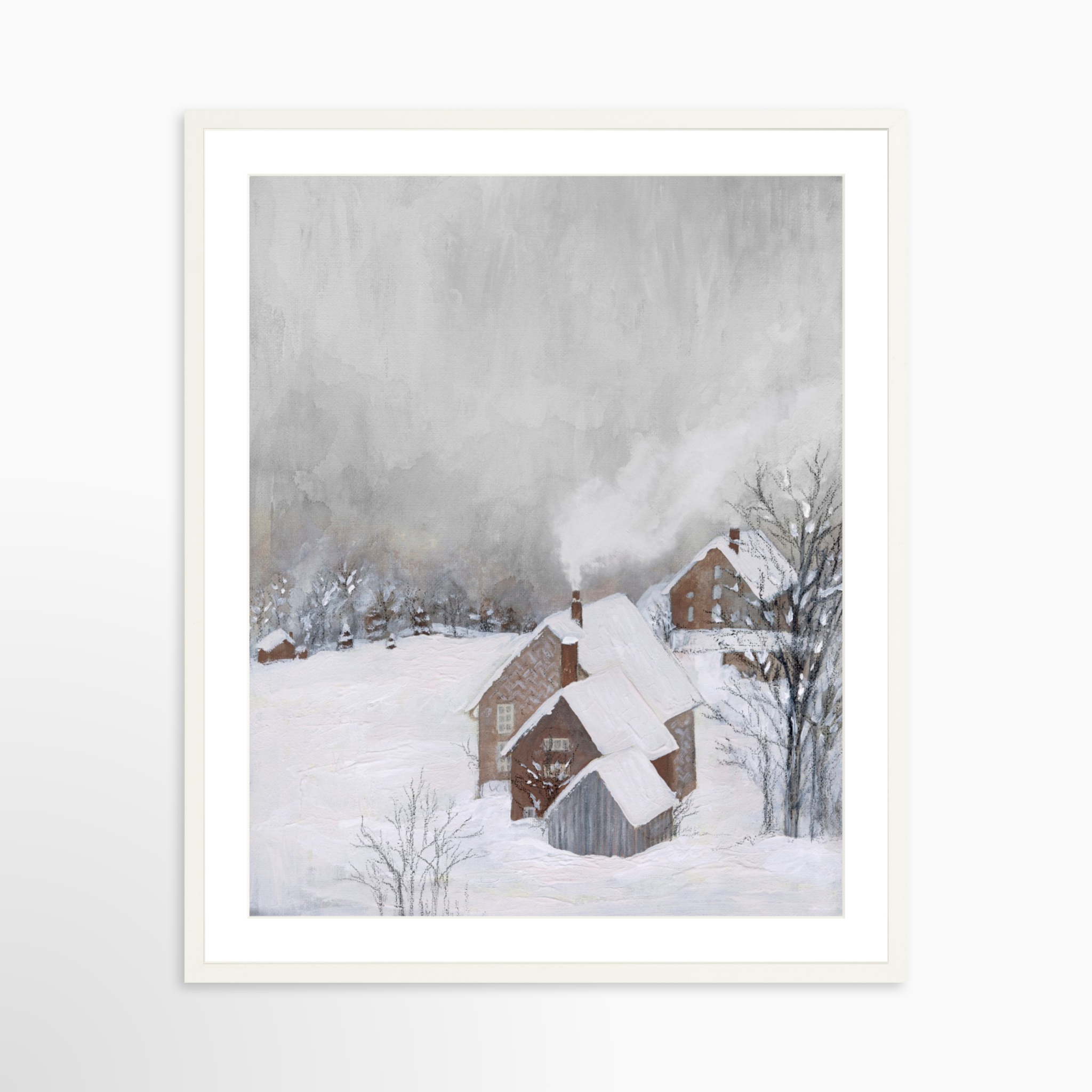 24x30 / White Frame + White Mat