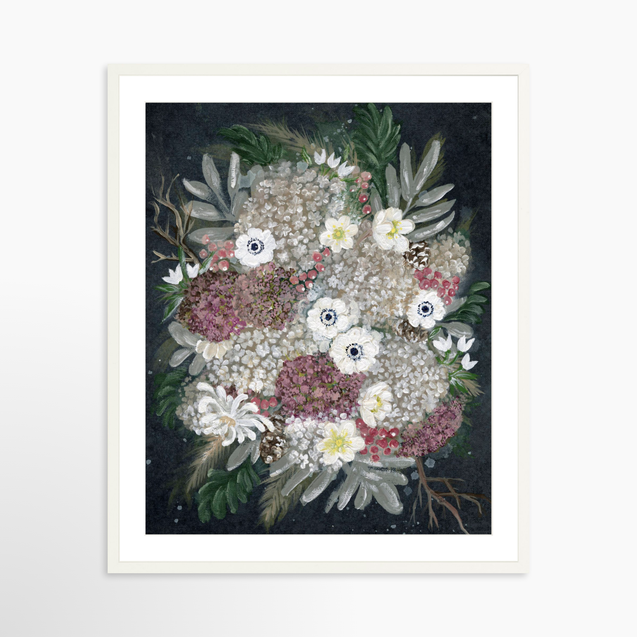 24x30 / White Frame + White Mat