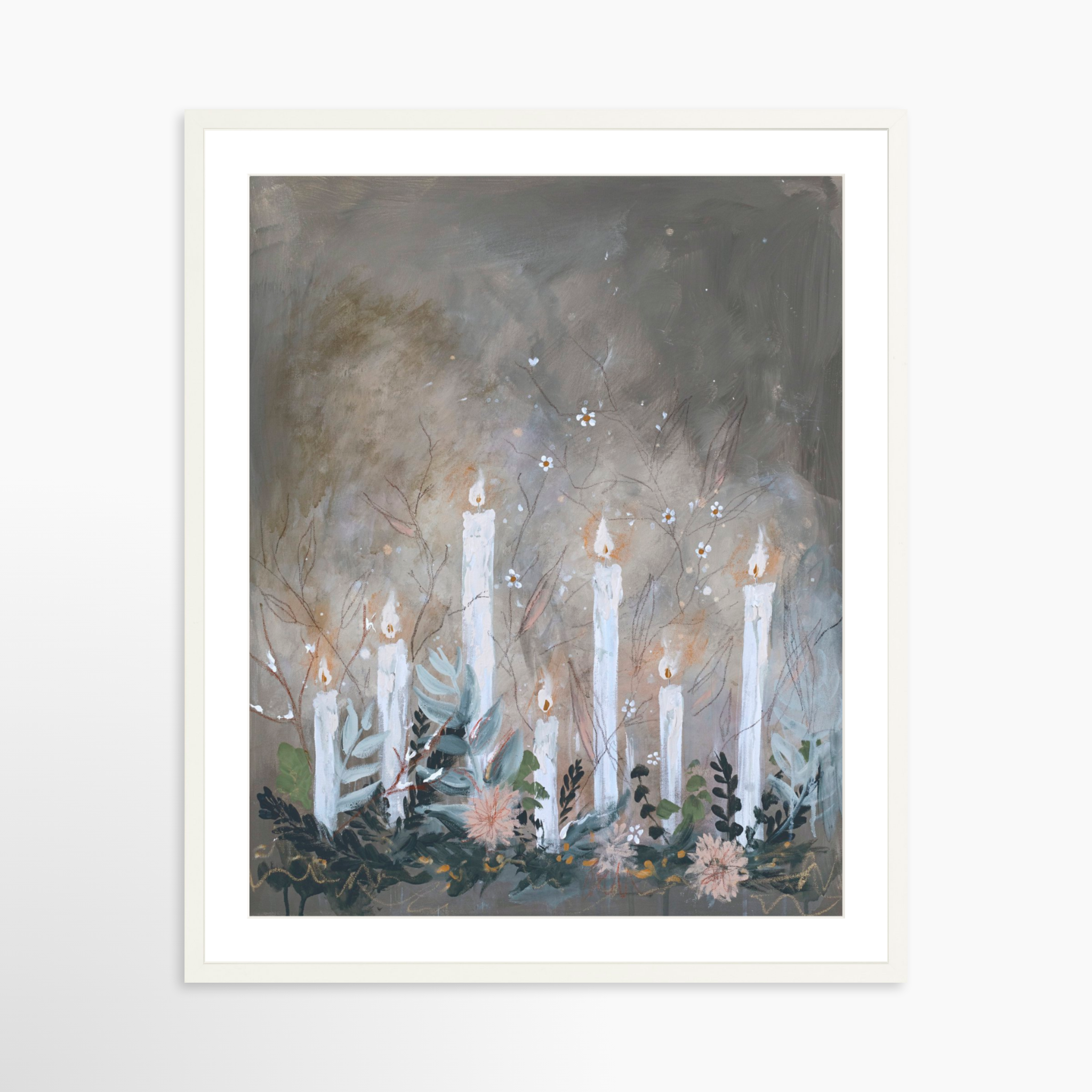24x30 / White Frame + White Mat