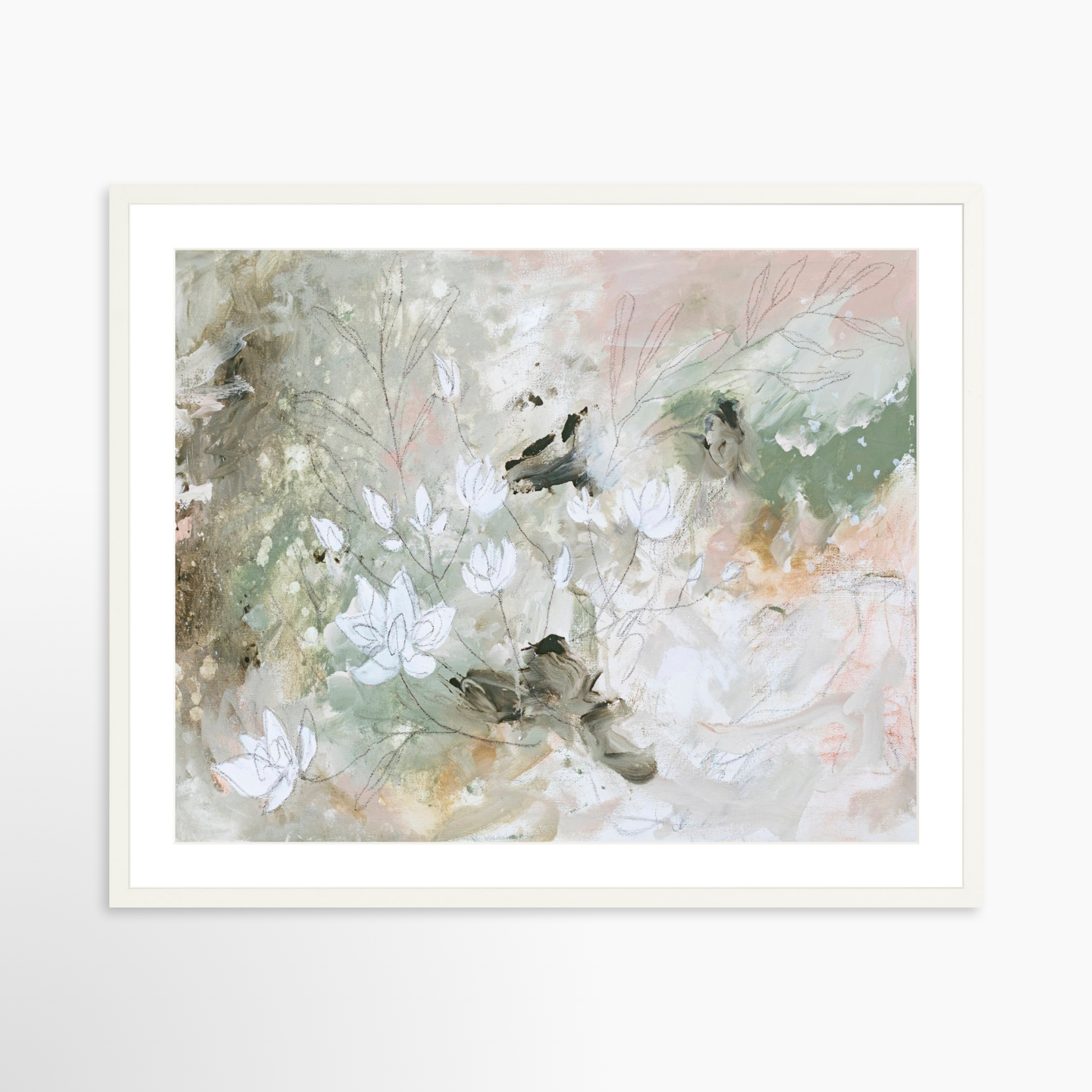 30x24 / White Frame + White Mat
