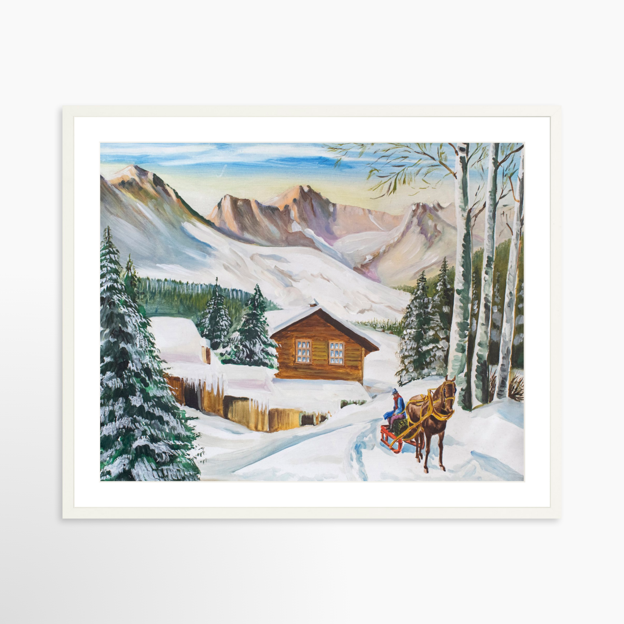 30x24 / White Frame + White Mat