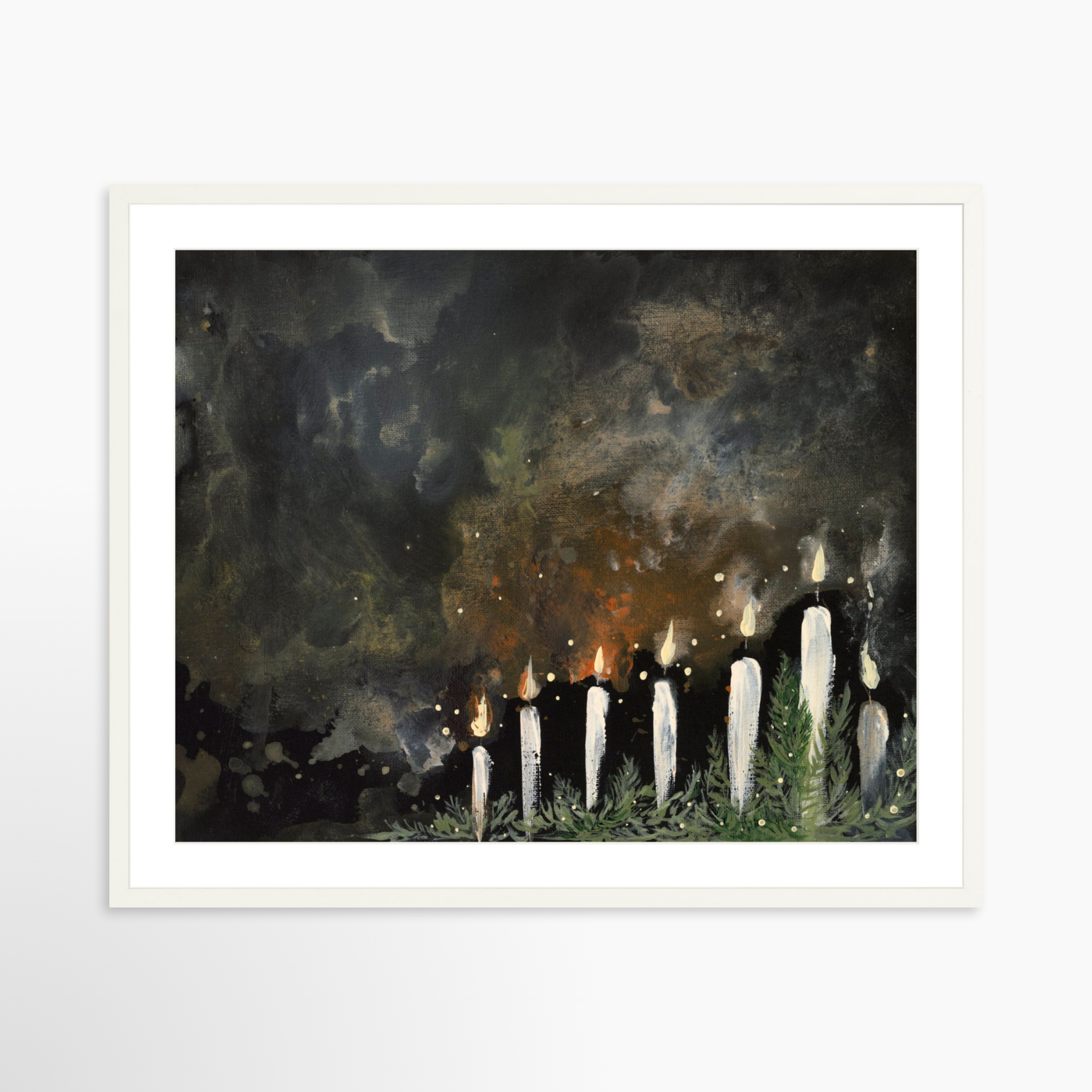 30x24 / White Frame + White Mat