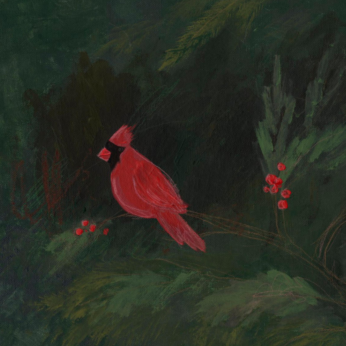 Christmas Cardinal Canvas Wall Art
