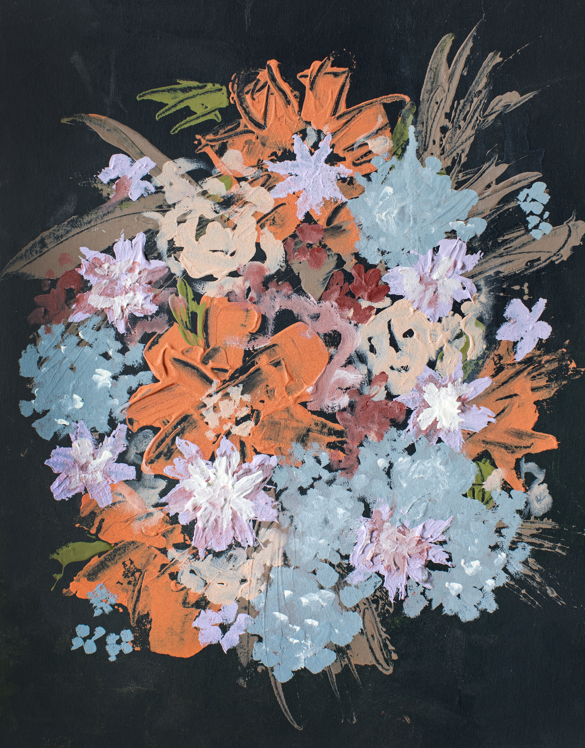 Hydrangea Textured Canvas Bouquet Wall Art