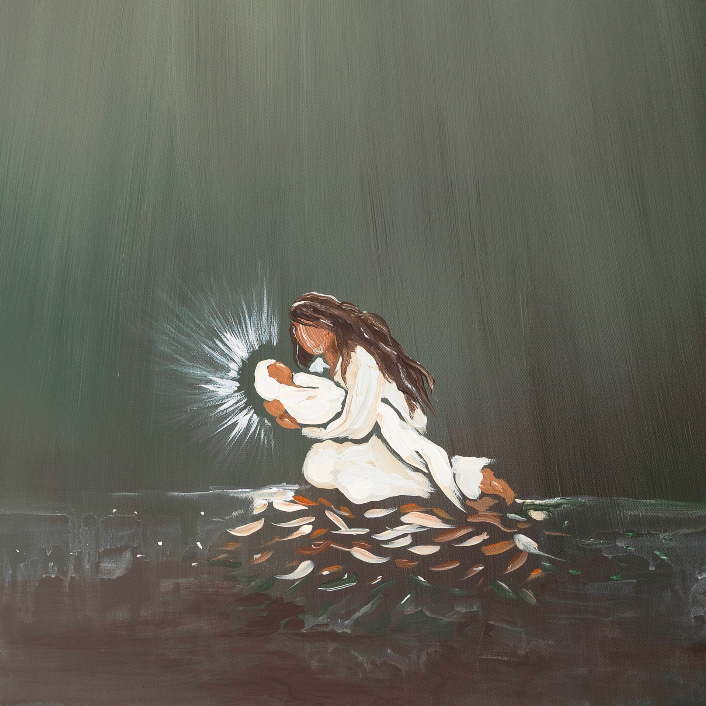 Love Came Down Nativity Luxe Art Print