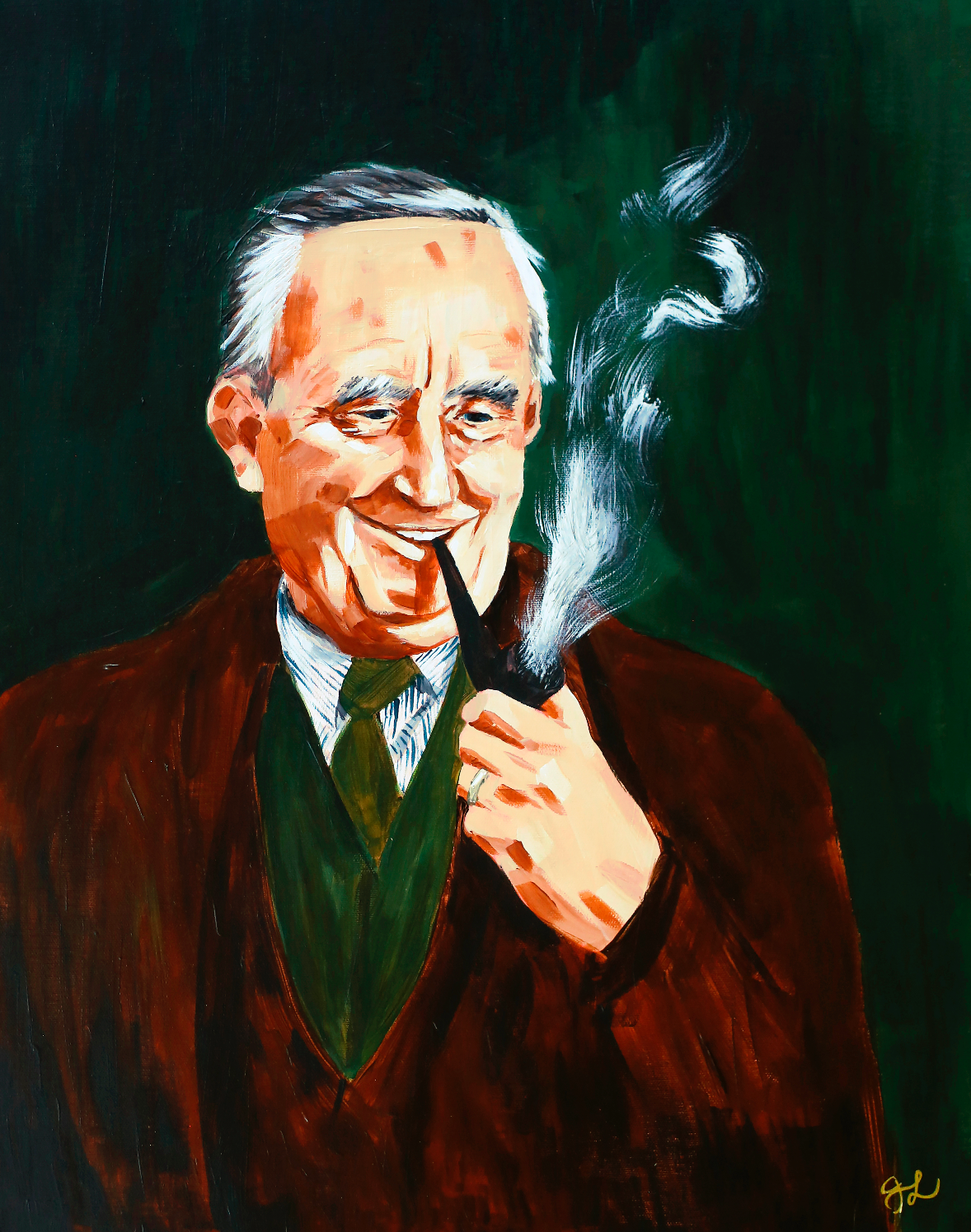 Tolkien & His Pipe Luxe Art Print