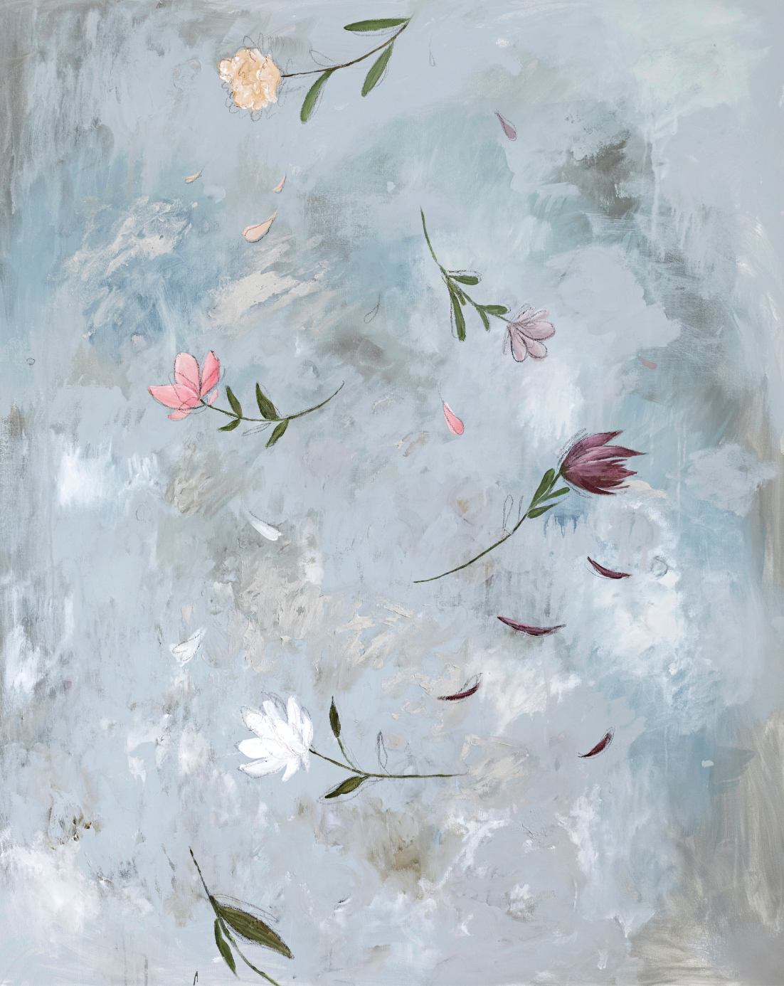 Flower Shower Textured Canvas Wall Art