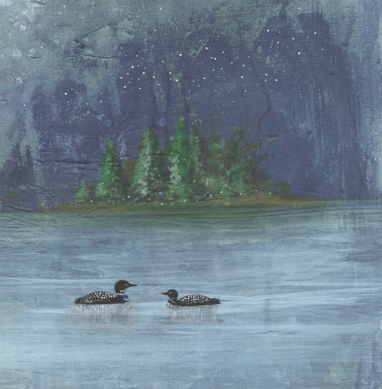 Loons Under the Moon Luxe Art Print