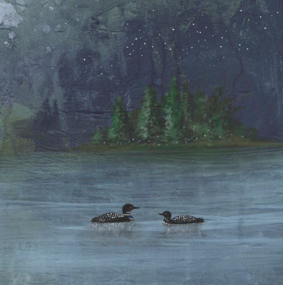Moonlit Loons Canvas Wall Art