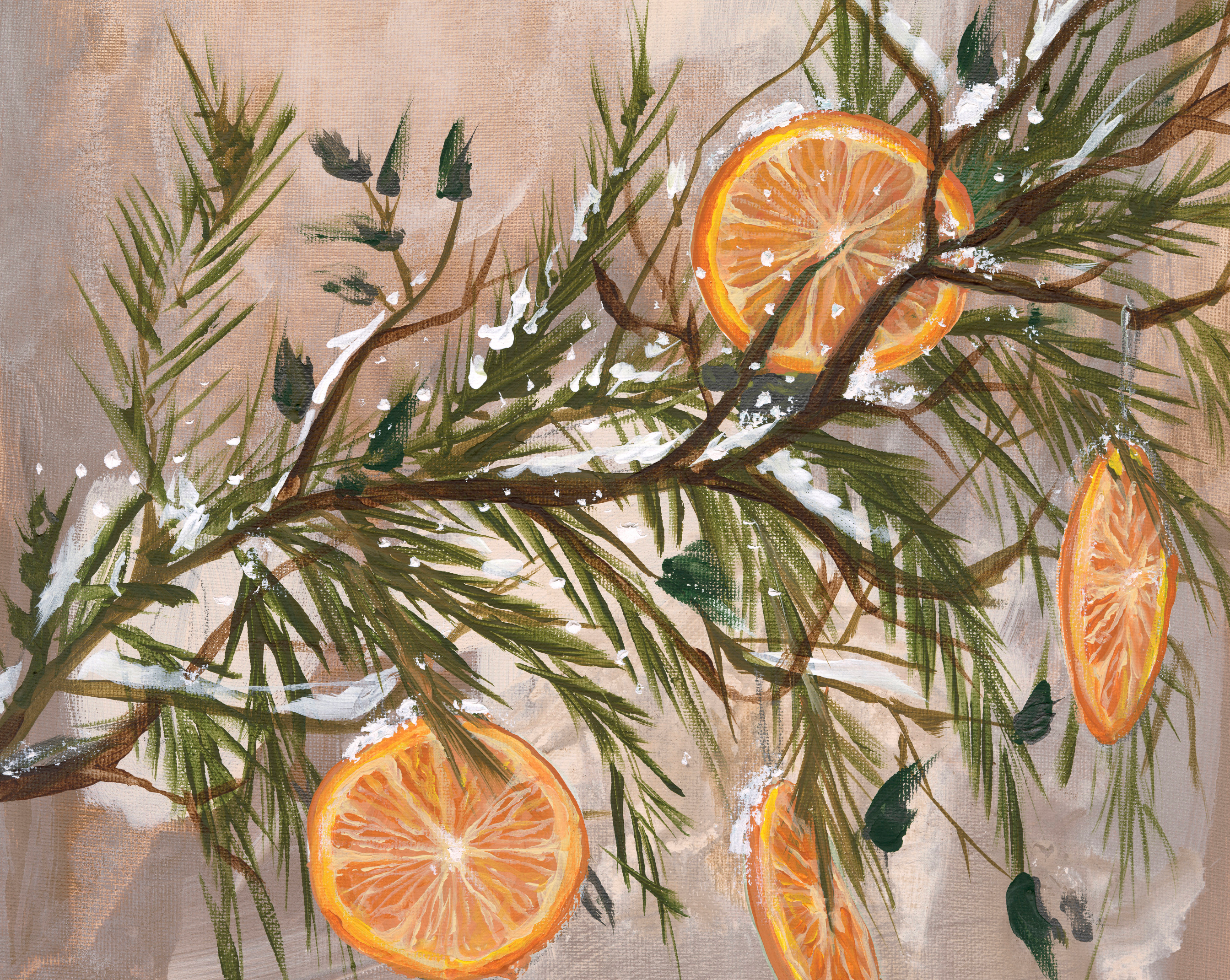Citrus Garland (Horizontal) Luxe Art Print