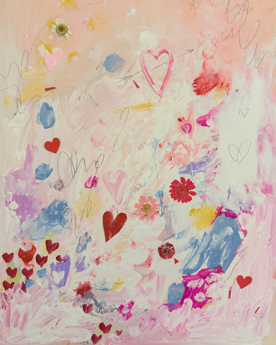 Confetti Hearts Canvas Wall Art