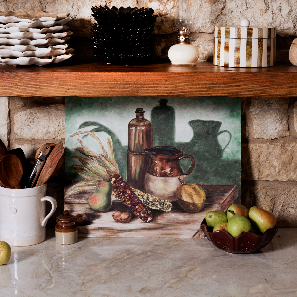 Vintage Harvest Still Life Canvas Wall Art
