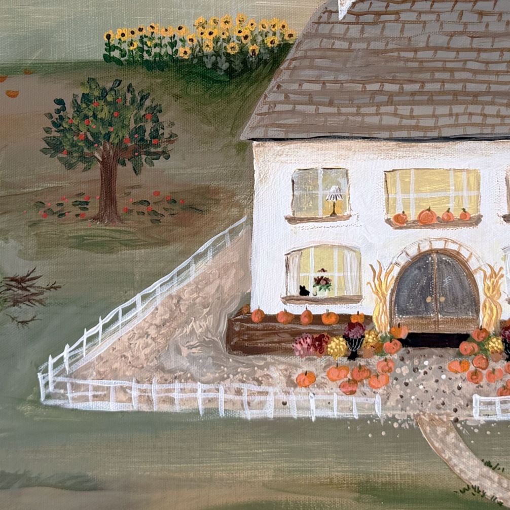 Autumn Cottage Canvas Wall Art
