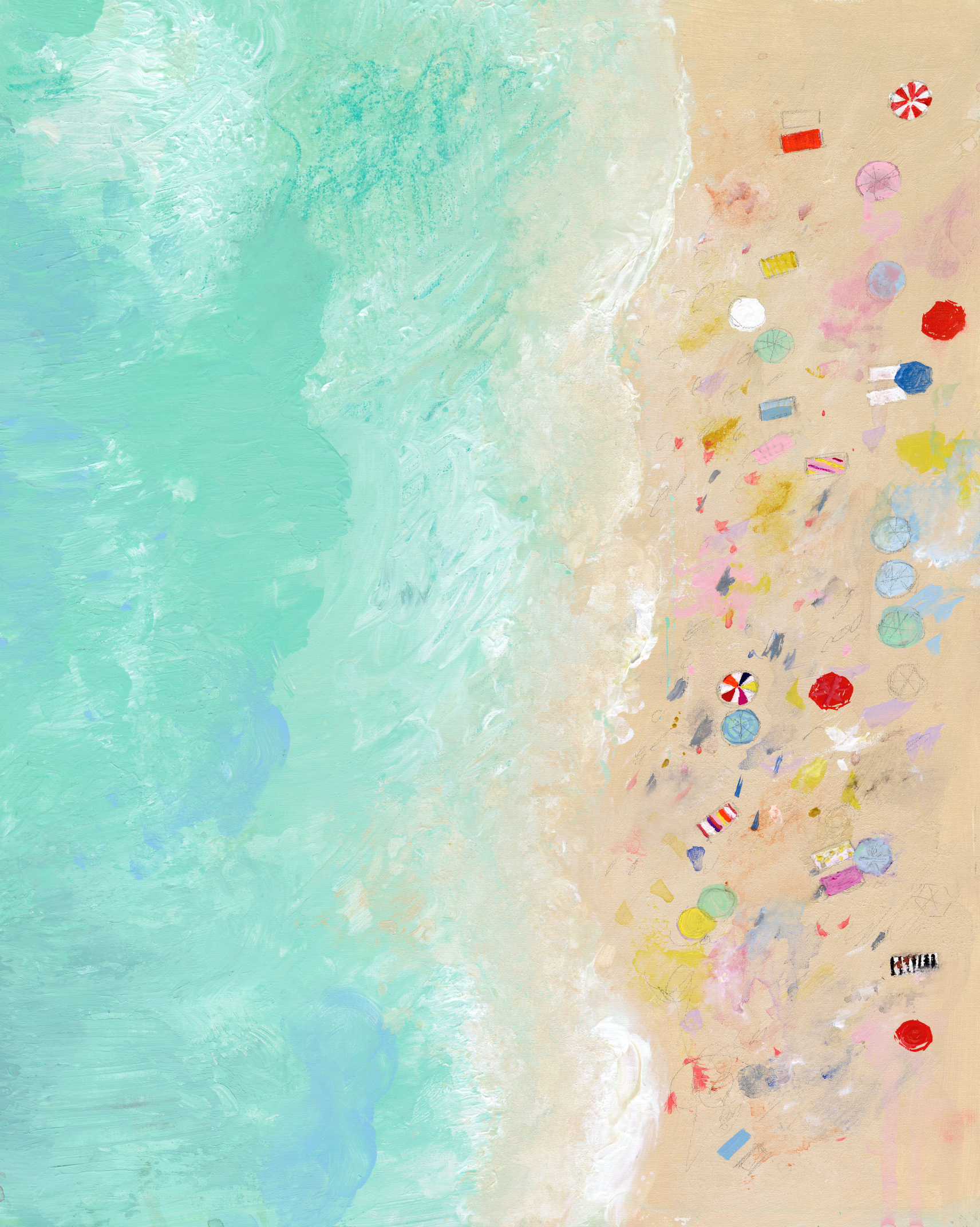 Beach Holiday Textured Canvas Wall Art