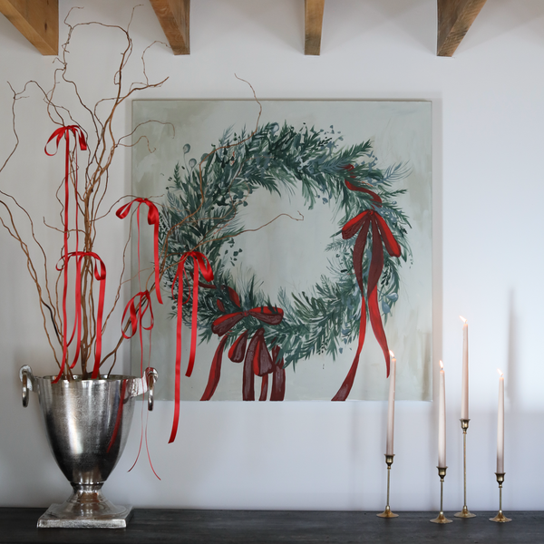 Ribboned Wreath Canvas Wall Art