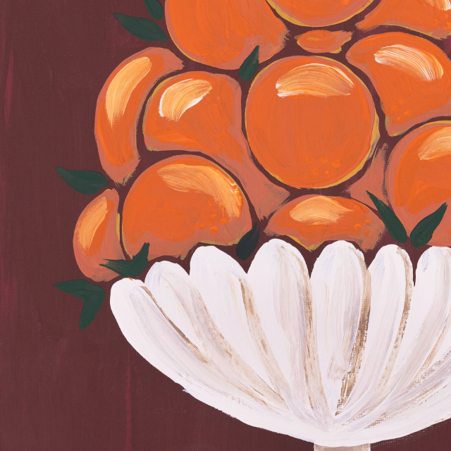 Oranges in Vessel Folk Art Canvas