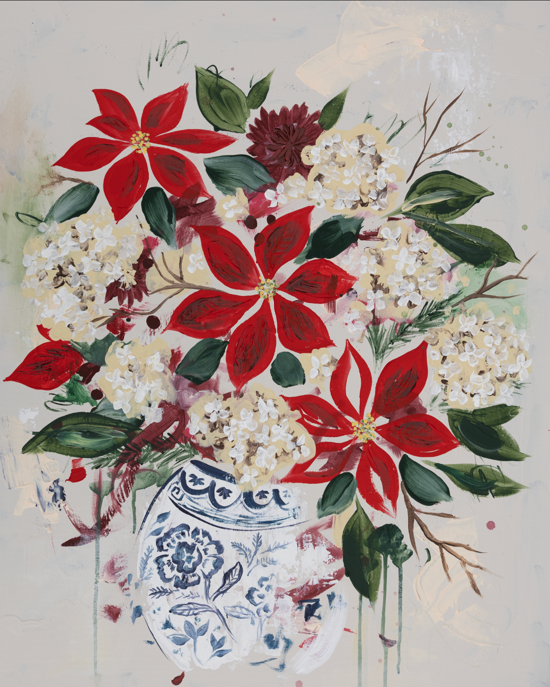 Chinoiserie Christmas Bouquet Canvas