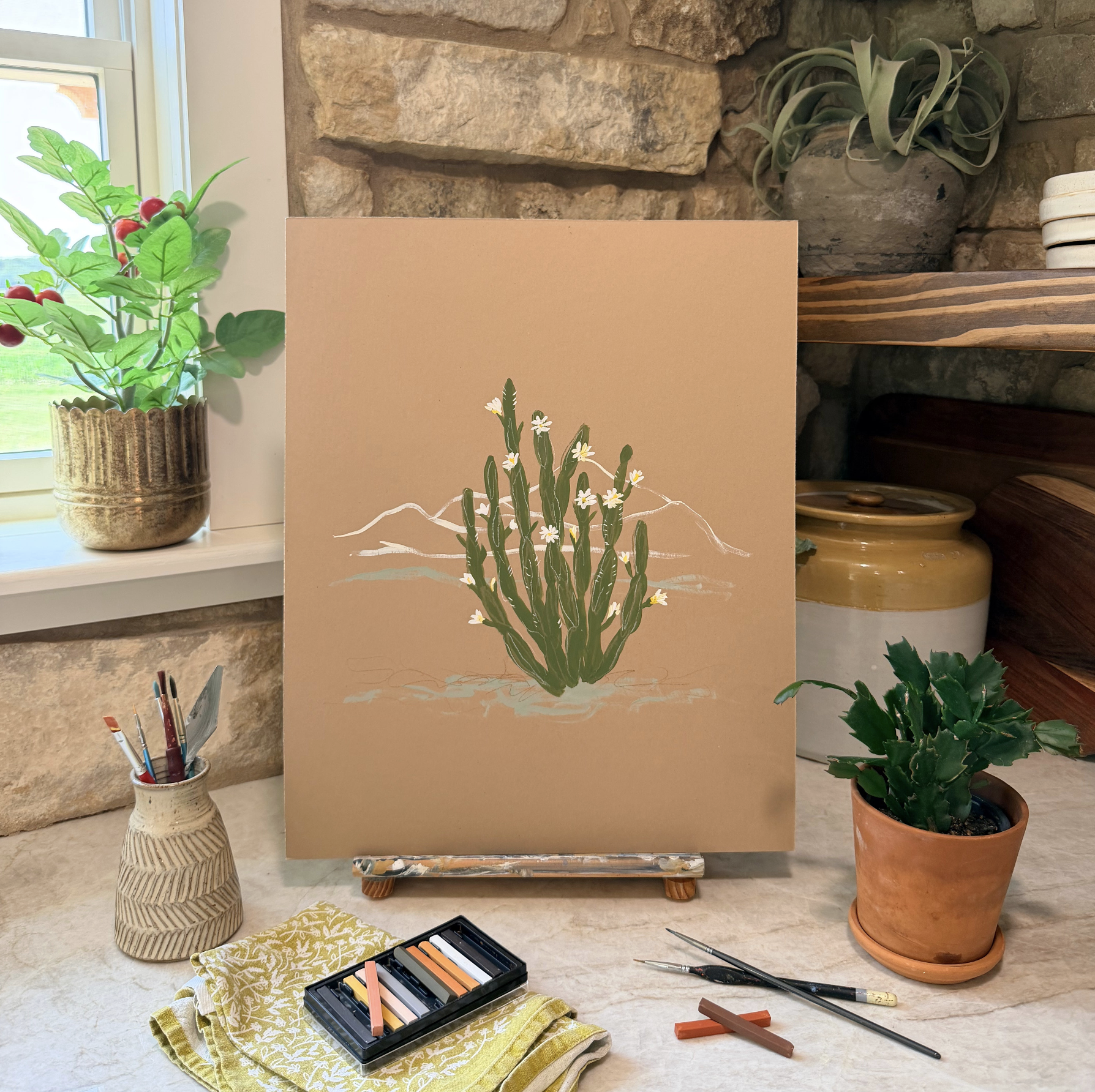 Blooming Cactus Canvas Wall Art