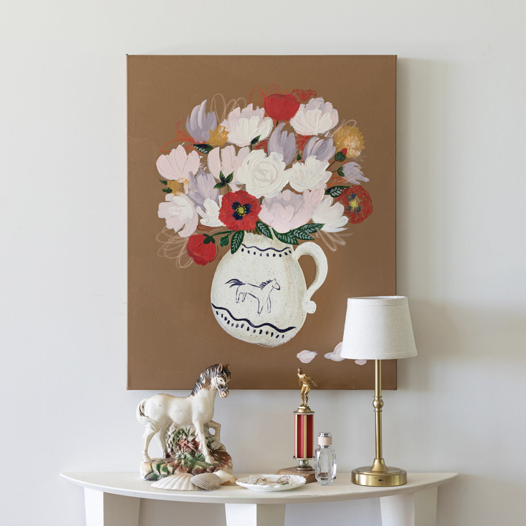 Bouquet in a Horse Vase Canvas Wall Art