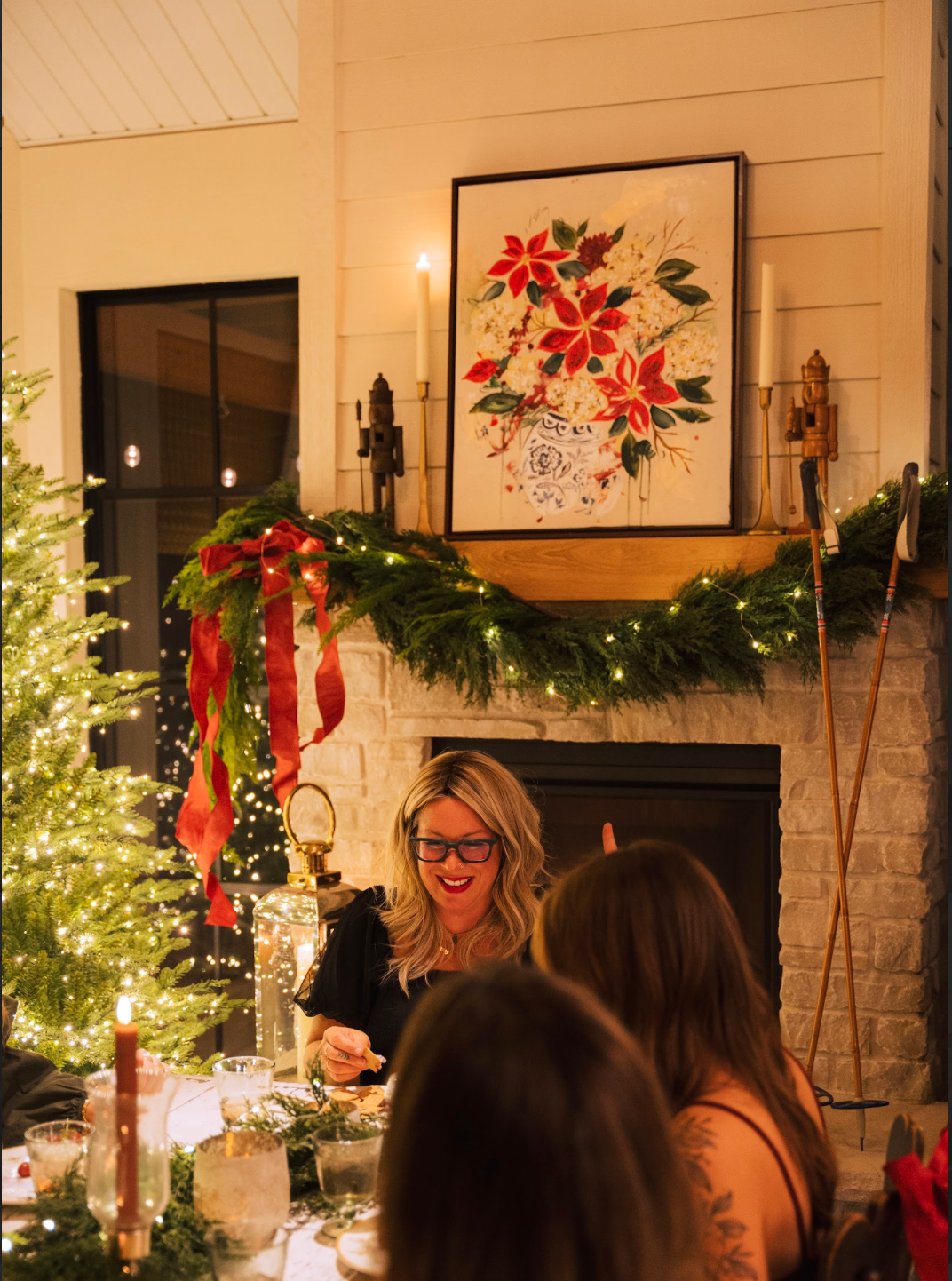 Chinoiserie Christmas Bouquet Canvas