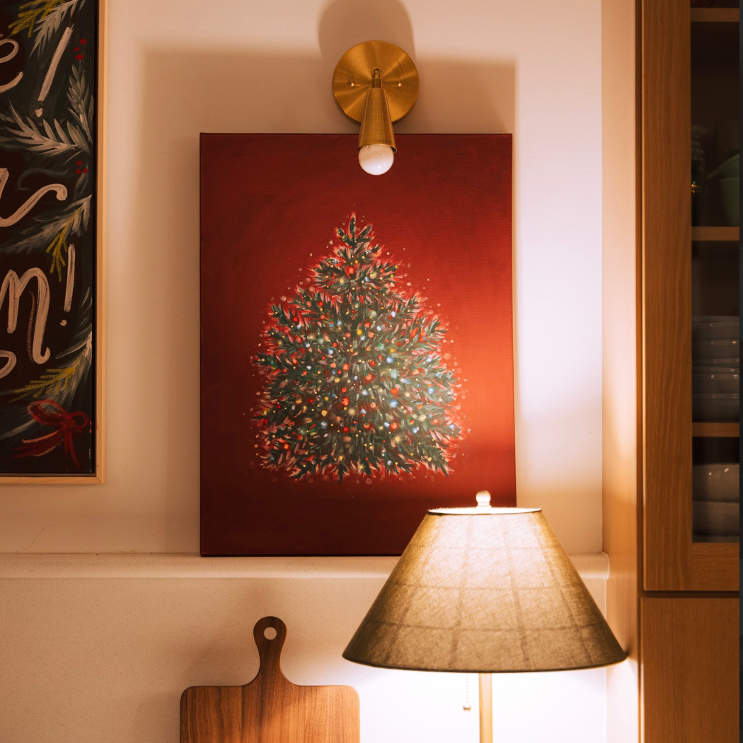 Colorful Lighted Christmas Tree Canvas