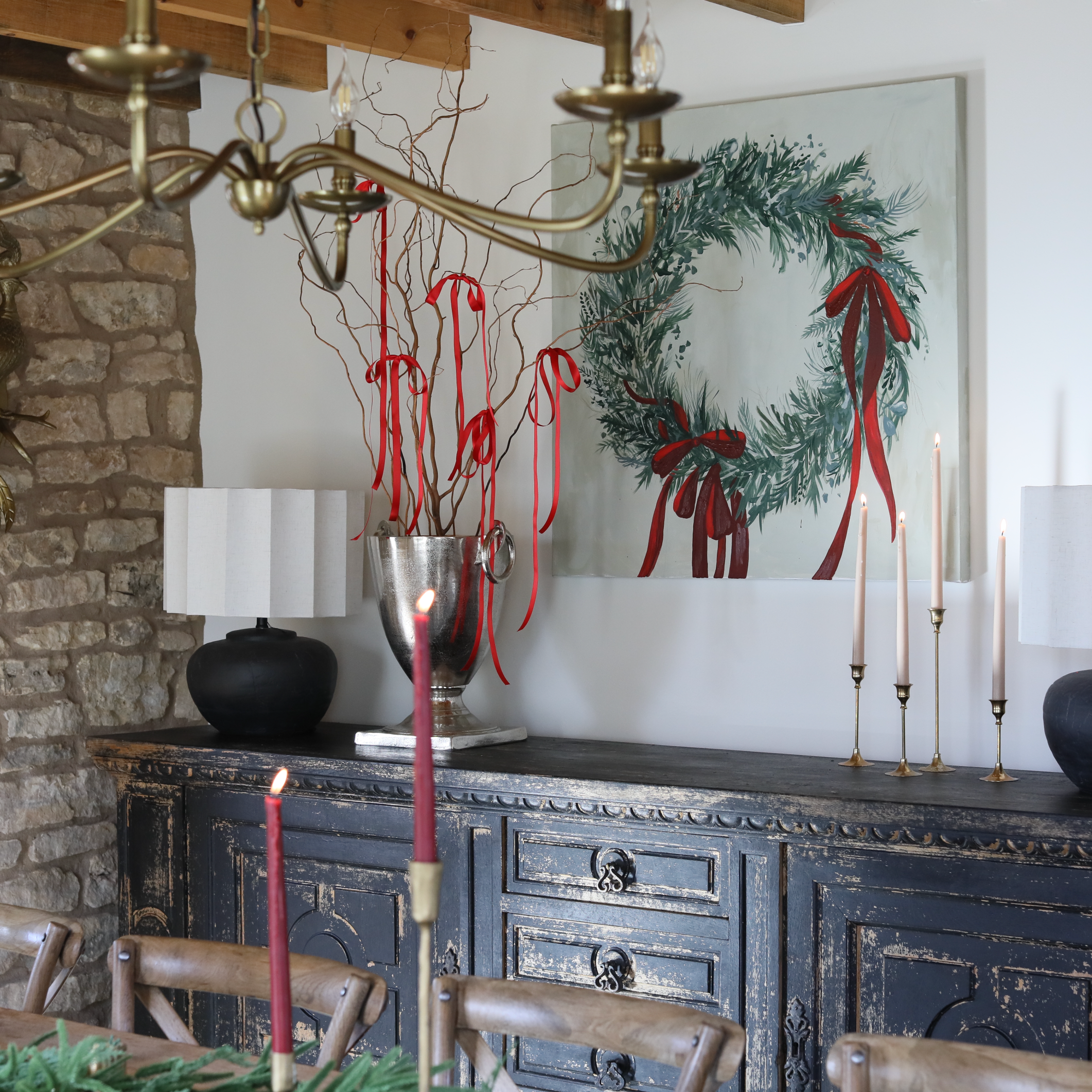 Ribboned Wreath Canvas