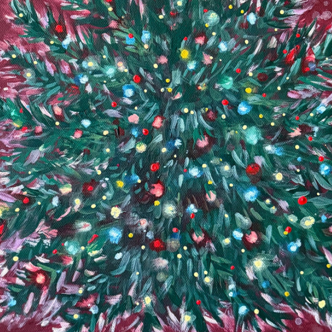 Colorful Lighted Christmas Tree Luxe Art Print