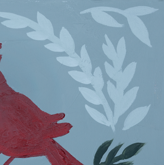 Folk Art Cardinal Luxe Art Print