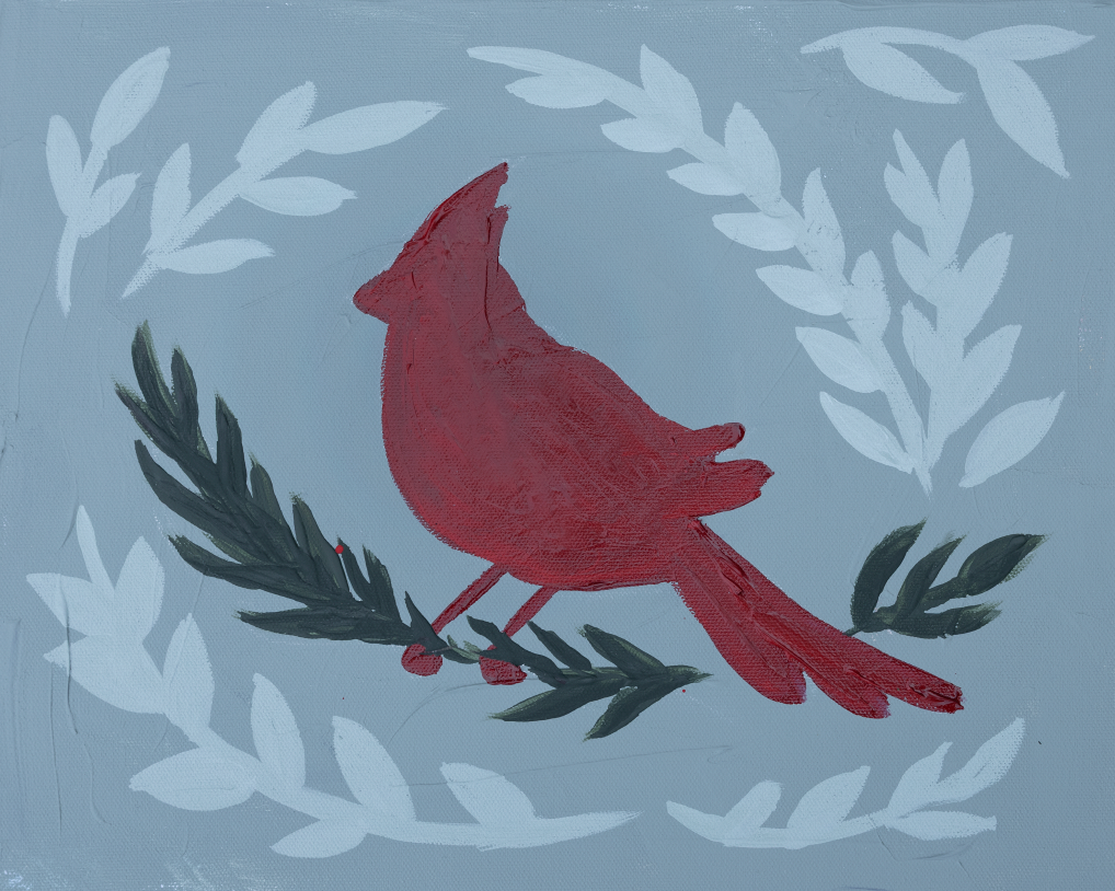 Folk Art Cardinal Luxe Art Print