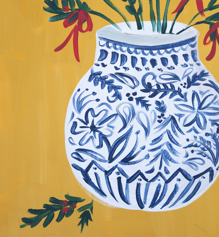 Pines in Ginger Jar Folk Luxe Art Print